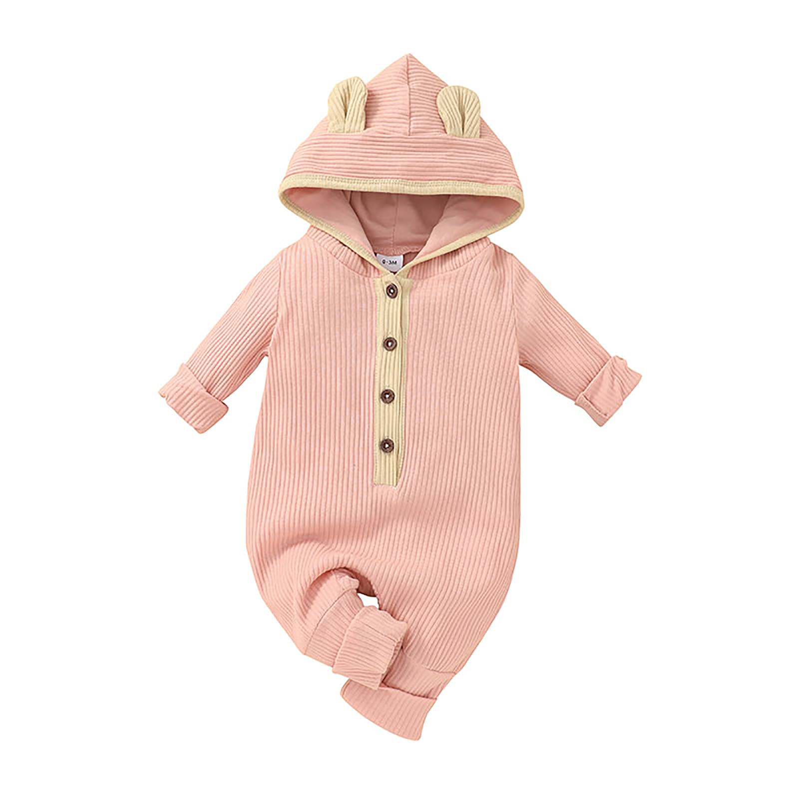 Unisex Newborn Baby Onesies - Long Sleeve Hooded Romper Jumpsuit with Buttons for Boys & Girls | Cozy Fall Winter Toddler Clothes for Playdates & Family Outings