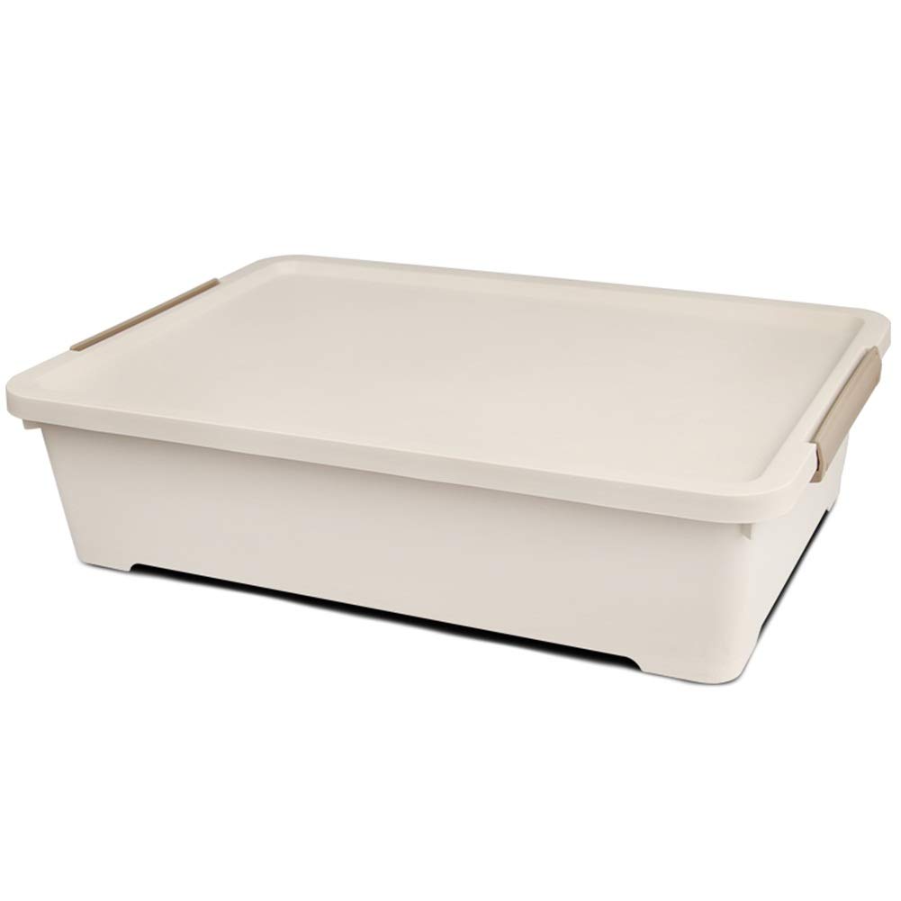 Under-Bed Storage Organizer with Wheels - Large Capacity Plastic Storage Box for Clothes, Quilts, Toys - Khaki (67x47x17cm) - Perfect for Bedroom, Dorm, and Small Space Organization