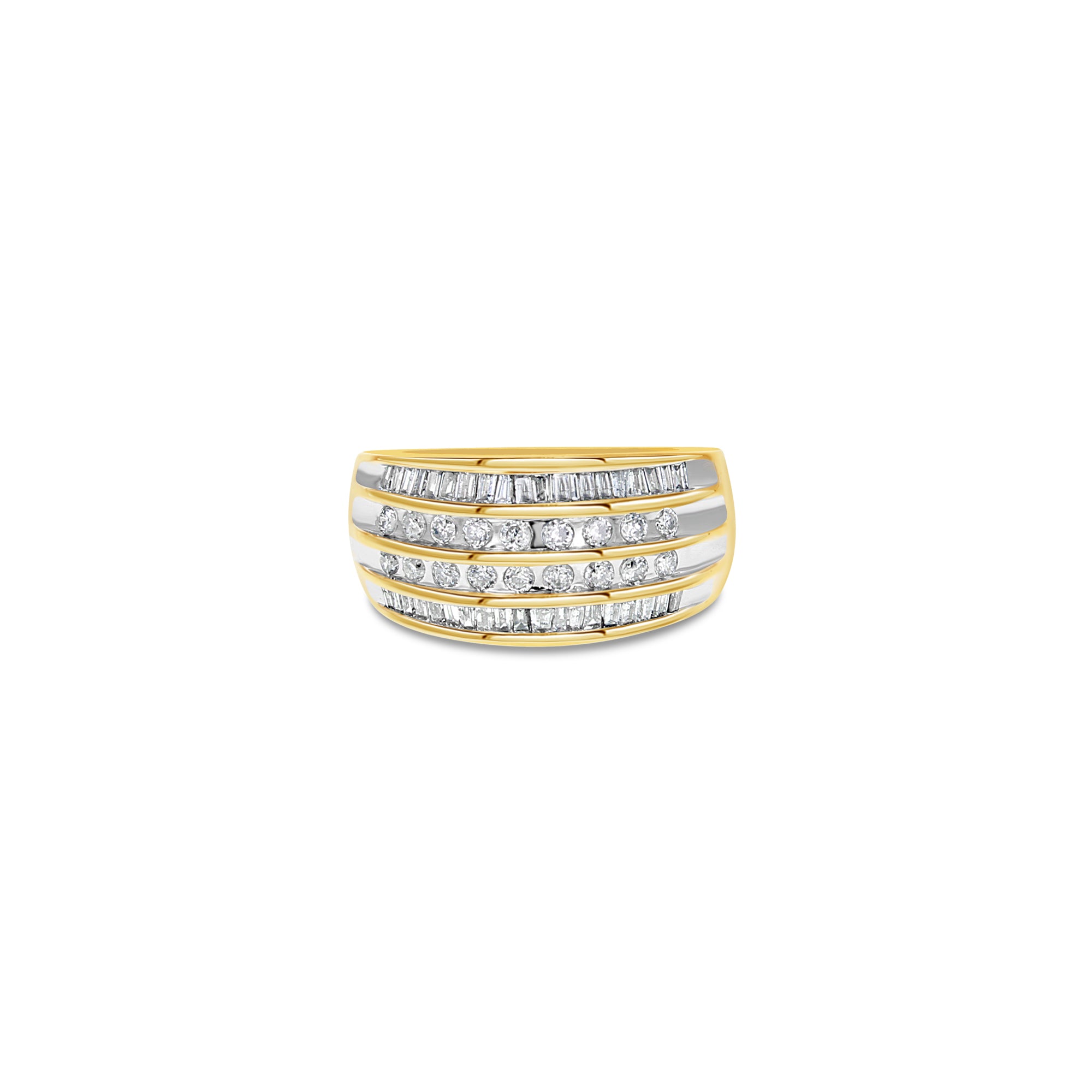 1 Carat Round & Baguette Diamond Cocktail Ring for Women - Elegant Wedding, Anniversary, Party & Evening Wear Jewelry Gift