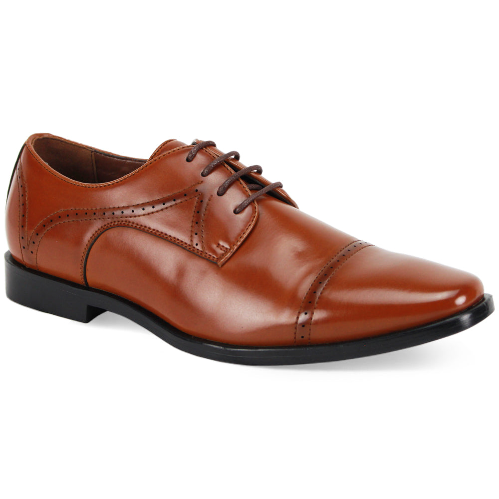 Antonio Cerrelli 7000 Cognac Leather Dress Shoes for Men - Wide Width Comfortable Business & Formal Occasions