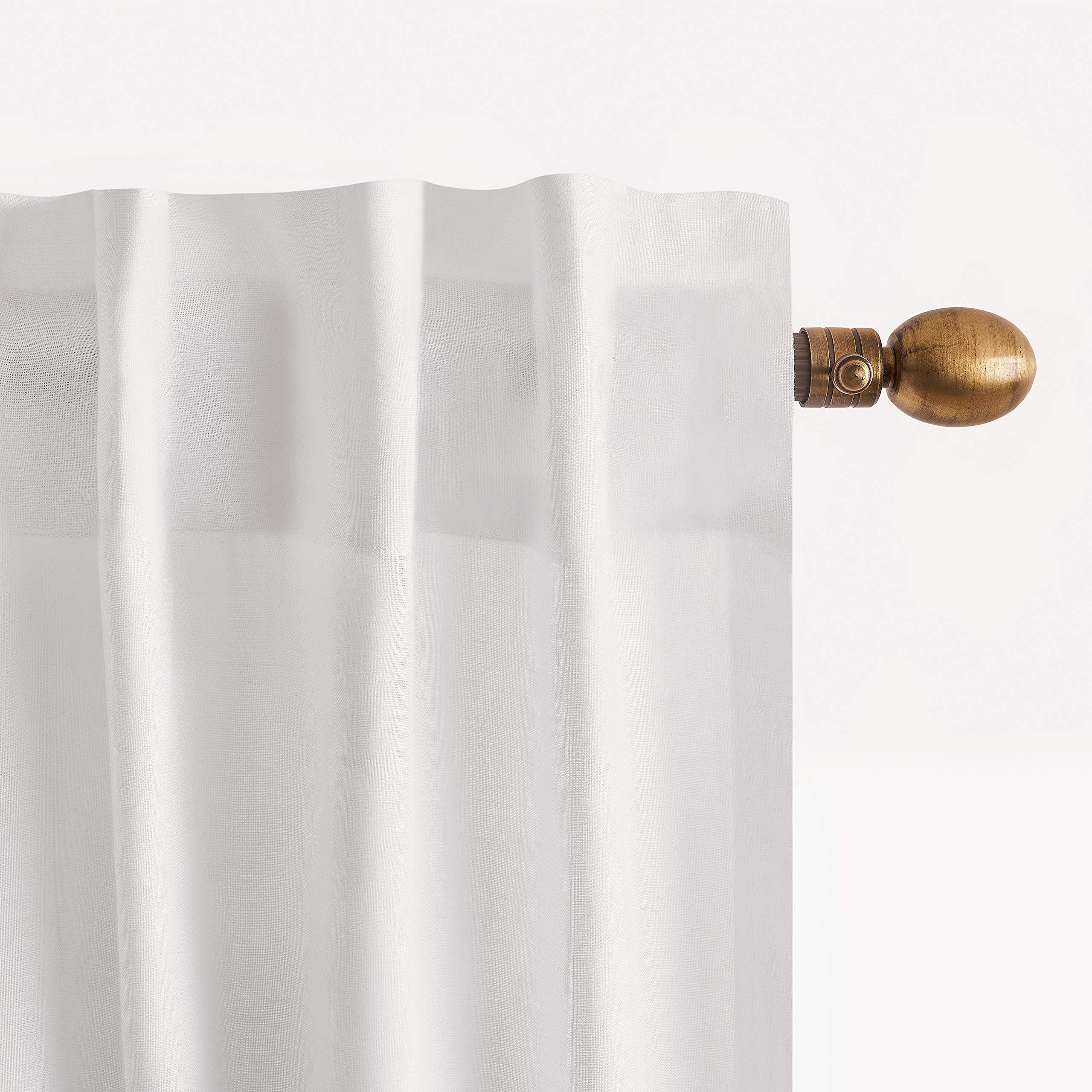 D'Moksha Homes 100% Pure Hemp Linen Window Curtain Panel - Light Filtering White Curtain 52x63 Inches with Rod Pocket & Back Tab Hanging - Breathable Natural Fiber Drapes for Bedroom, Living Room & Nursery (1 Panel)