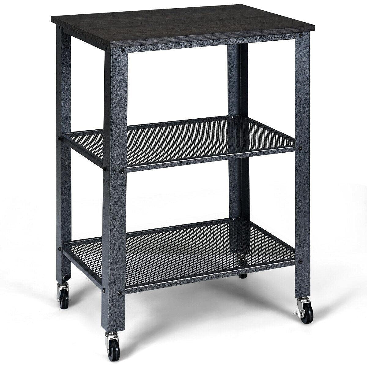 **CarteRE 3-Tier Industrial Serving Cart with Wheels & Storage - Heavy Duty Kitchen Utility Cart for Restaurant, Home, or Office Use**    **使用场景:** Perfect for organizing kitchen supplies, serving food at parties, or storing office essentials with easy mobility.