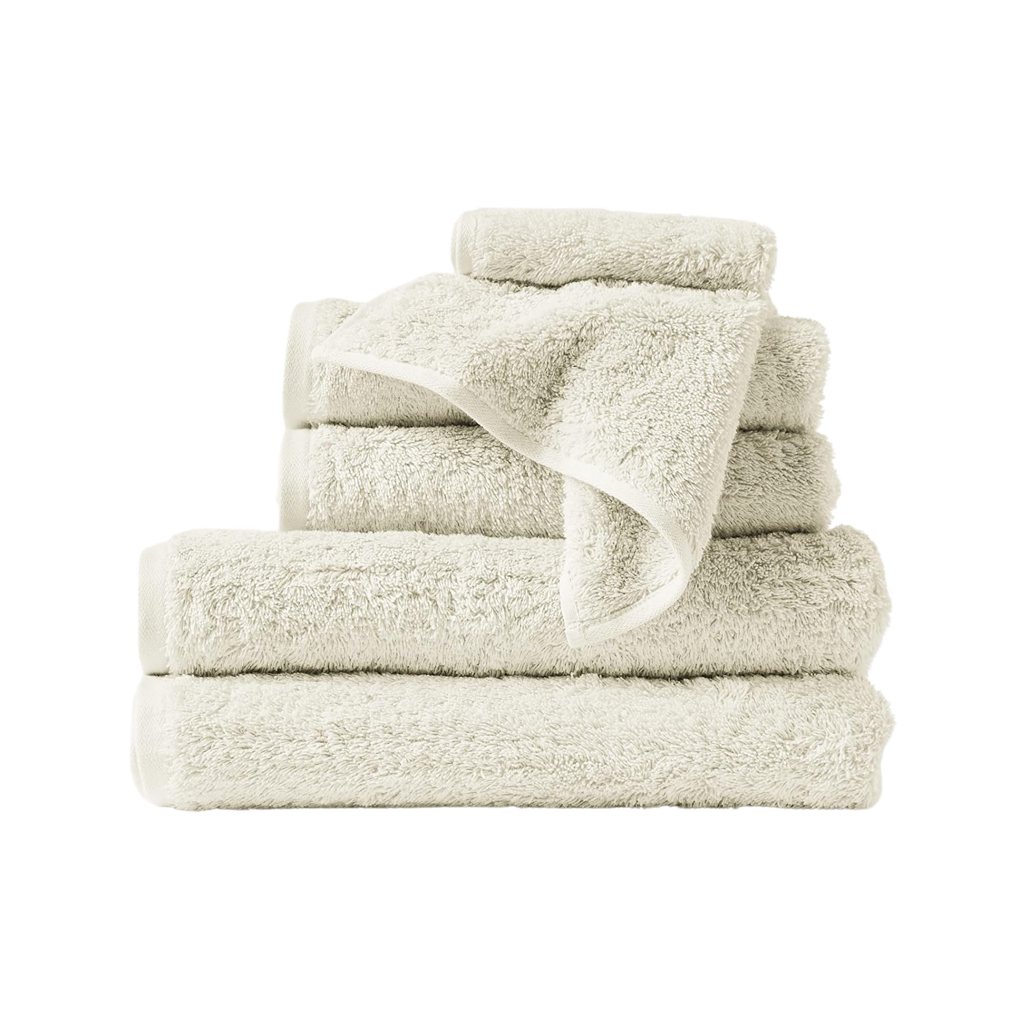 Coyuchi Cloud Loom Organic Cotton Bath Towel Set - 6 Piece Undyed Eco-Friendly Luxury Towels for Spa, Bathroom & Beach