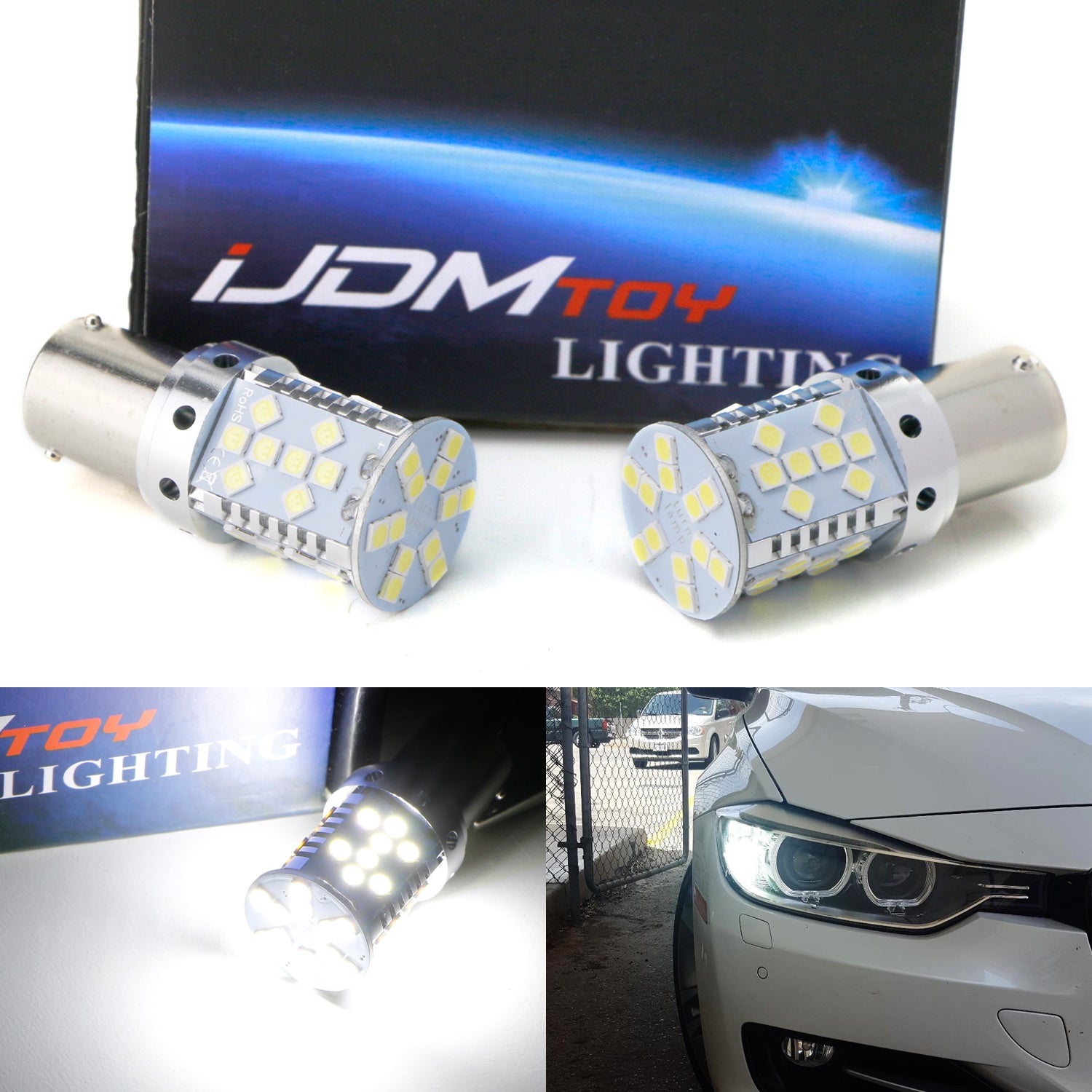 Ultra Bright White CANBUS Error Free LED Bulbs for BMW 1 2 3 Series Front Turn Signals - No Hyper Flash, Direct Replacement, Enhanced Visibility for Day & Night Driving