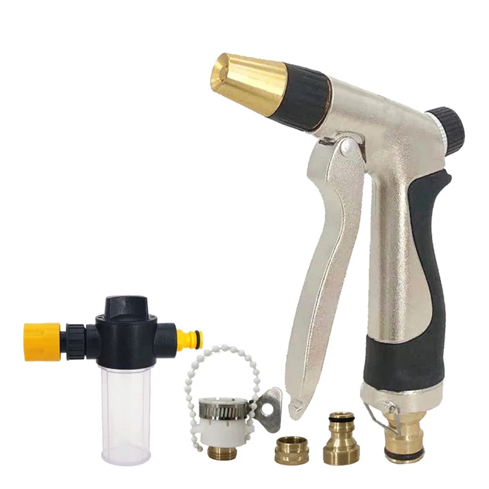 Portable High-Pressure Water Gun for Car Washing, Garden Watering & Cleaning - Adjustable Hose Nozzle Sprinkler with Foam Function - Ideal for Car Detailing, Lawn Care & Outdoor Cleaning (Gun Kit)