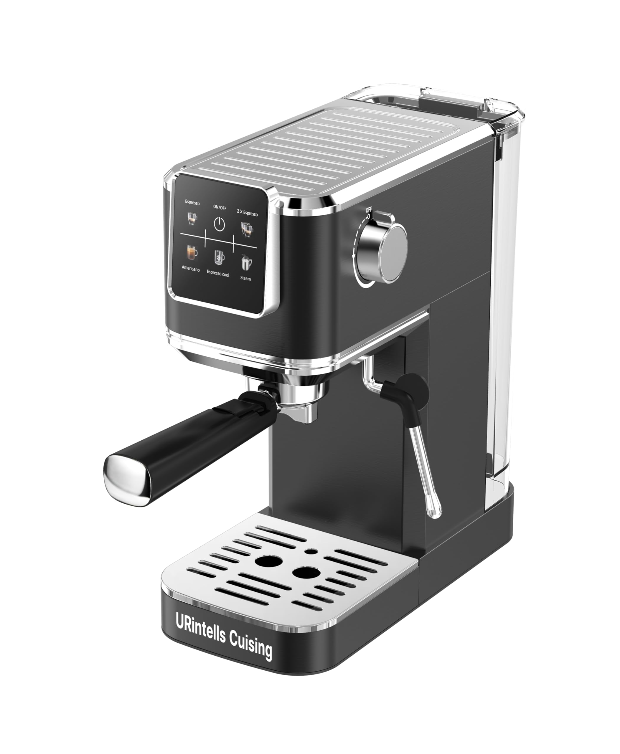 20 Bar Espresso Machine with Touch Screen & Steam Milk Frother - Stainless Steel Coffee Maker for Cappuccino, Latte, Americano & Cold Brew - 1350W Fast Heating System (Black) - Perfect for Home, Office & Coffee Shops