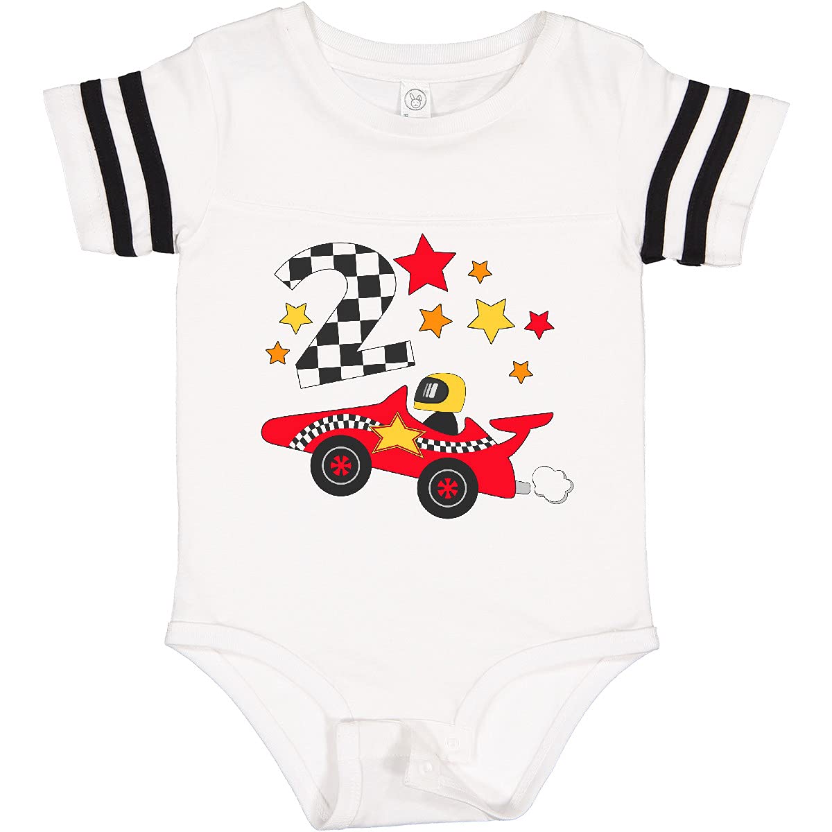 Inktastic Happy 2nd Birthday Red Racing Car Baby Bodysuit - Cute Toddler Outfit for Birthday Party & Photo Shoots
