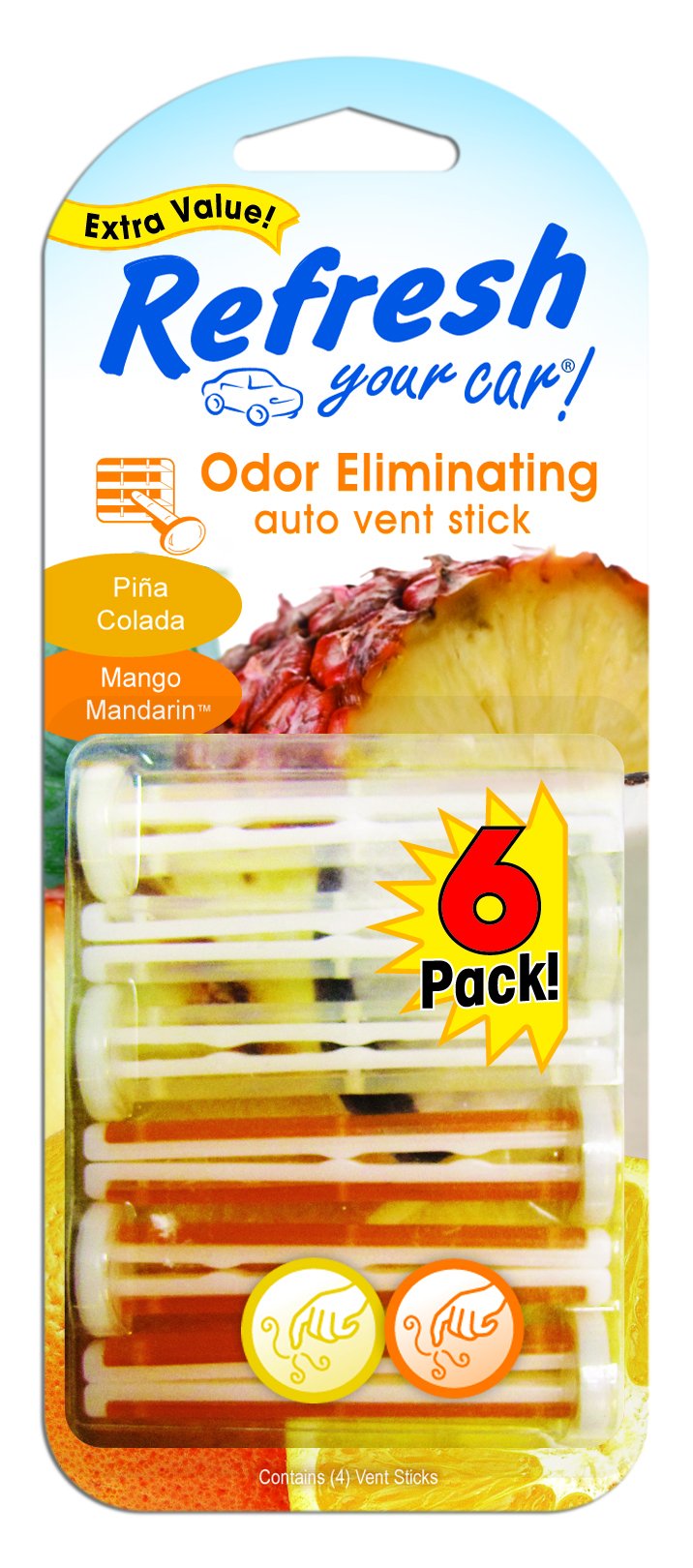 E301447300 Car Vent Sticks - Pina Colada & Mango Mandarin (6-Pack) | Freshen Your Ride