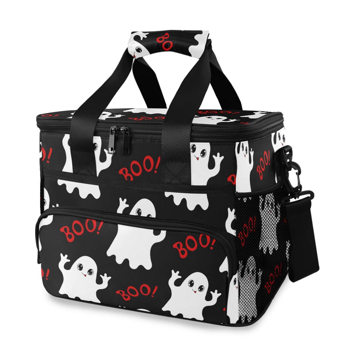 ALAZA Halloween Cute Ghost Large Insulated Lunch Cooler Bag - Waterproof Picnic Cooler for Camping, Beach, BBQ & Outdoor Activities - Perfect for School, Work & Family Gatherings
