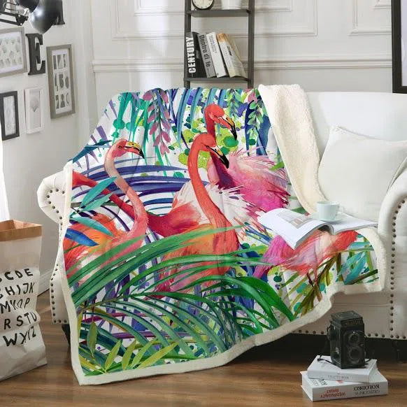 Cozy Flamingo Passion Soft Sherpa Blanket - Ultra Plush Warm Throw for Bed, Couch & Travel - Perfect for Winter Nights, Camping & Gifts