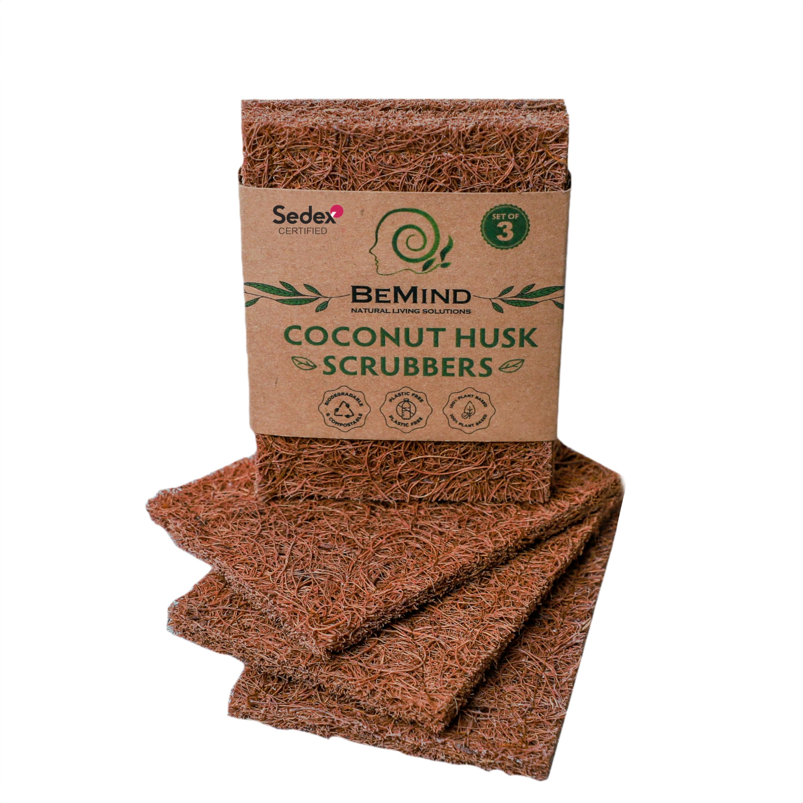 Eco-Friendly Coconut Scrubber Pads - Natural Dish Cleaning for Kitchen