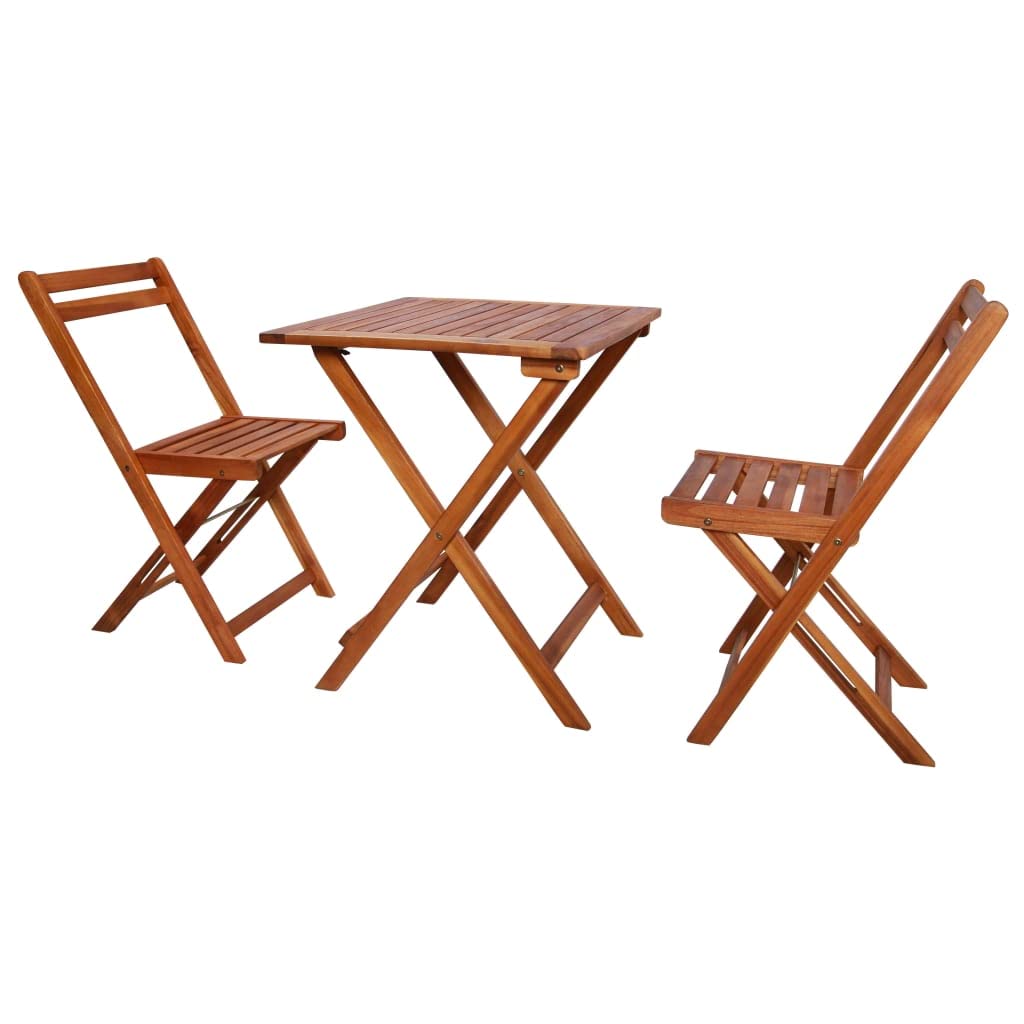 Sywamol 3-Piece Folding Bistro Set - Solid Acacia Wood Patio Furniture for Backyard, Poolside, Porch & Deck - Perfect for Outdoor Dining & Relaxation