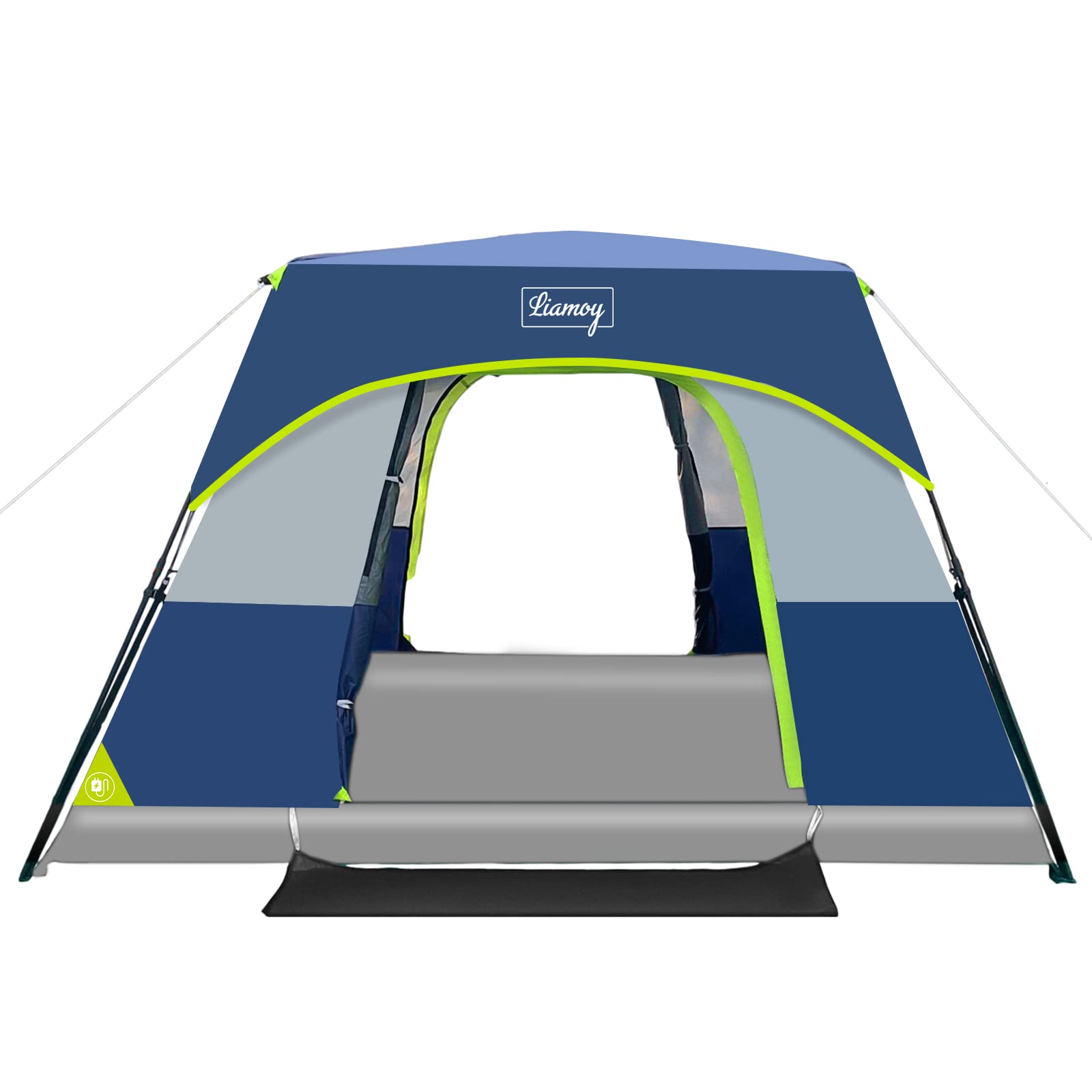 6-Person Instant Cabin Tent for Camping - 60 Second Easy Setup, Windproof & Waterproof with Top Rainfly - Family Tent with 4 Large Mesh Windows & 2 Mesh Doors - Includes 2 Gate Mats (10'x9'x78