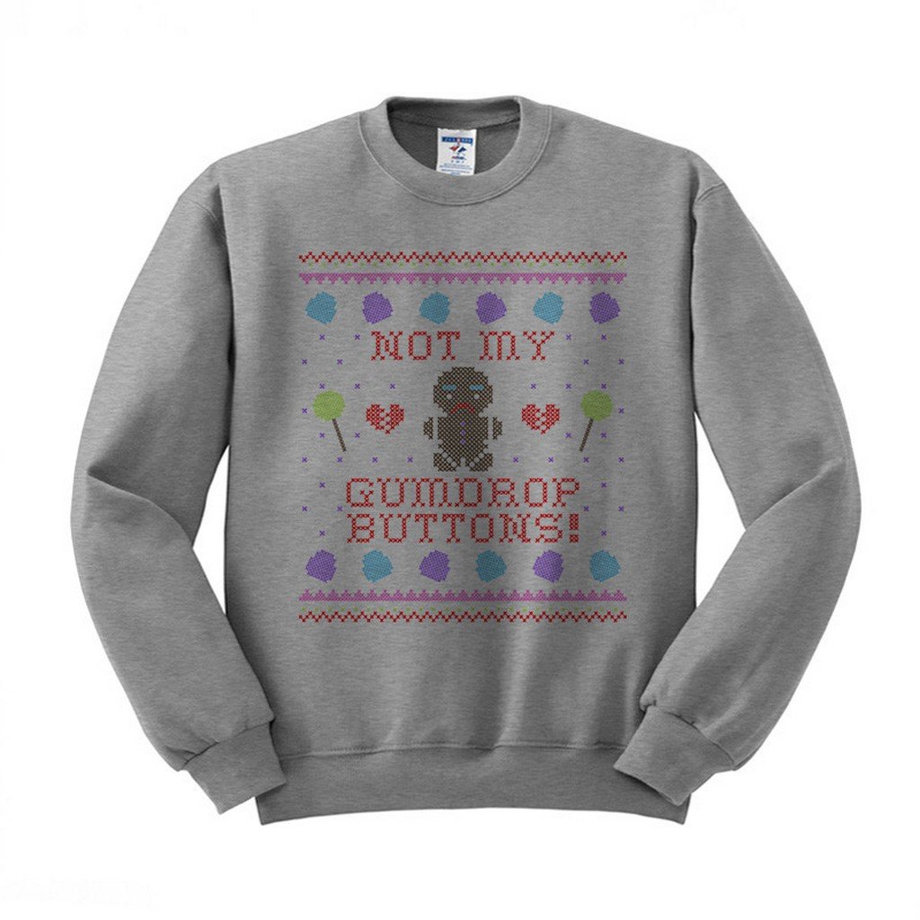 Unisex Gingerbread Man Sweatshirt with 'Not My Gumdrop Buttons' Design - Perfect for Christmas Parties, Holiday Gifts & Winter Fashion