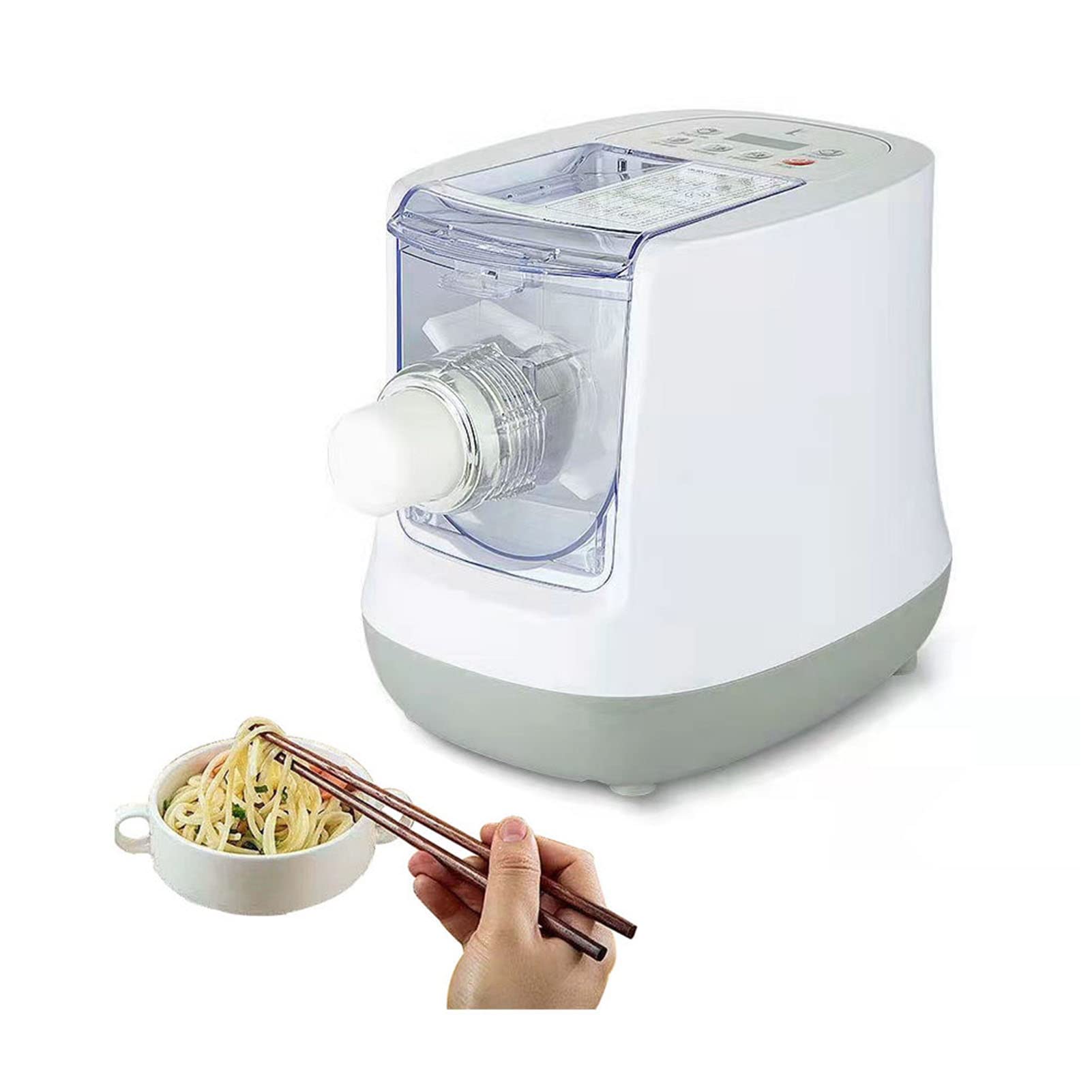 Electric Automatic Pasta Maker & Noodle Machine - 2-in-1 Dough Kneading & Pasta Press with 14 Shape Discs for Spaghetti, Fettuccine, Penne, Macaroni & Dumpling Wrappers - Perfect for Italian Cuisine, Home Cooking & Restaurant Use - White
