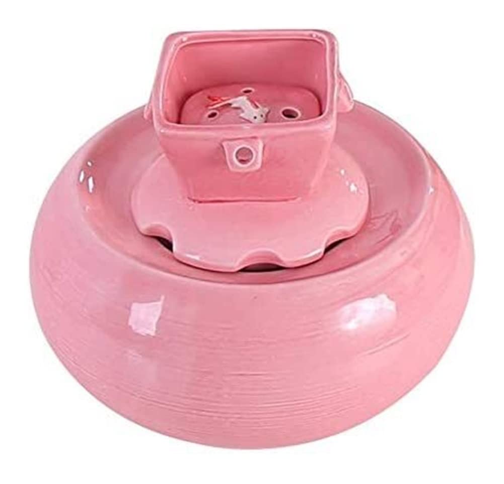 AALINAA Automatic Pet Water Dispenser Fountain for Dogs & Cats - Self-Circulating Drinking Bowl with Live Water Basin - Pink Pet Supplies for Home, Office & Travel Use