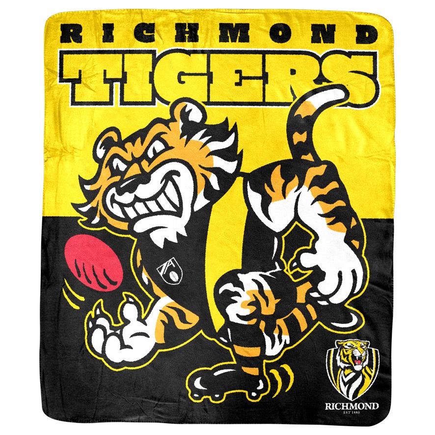 Richmond Tigers AFL Coral Fleece Rug - Soft & Warm Team Blanket for Home, Office, or Game Day Decor