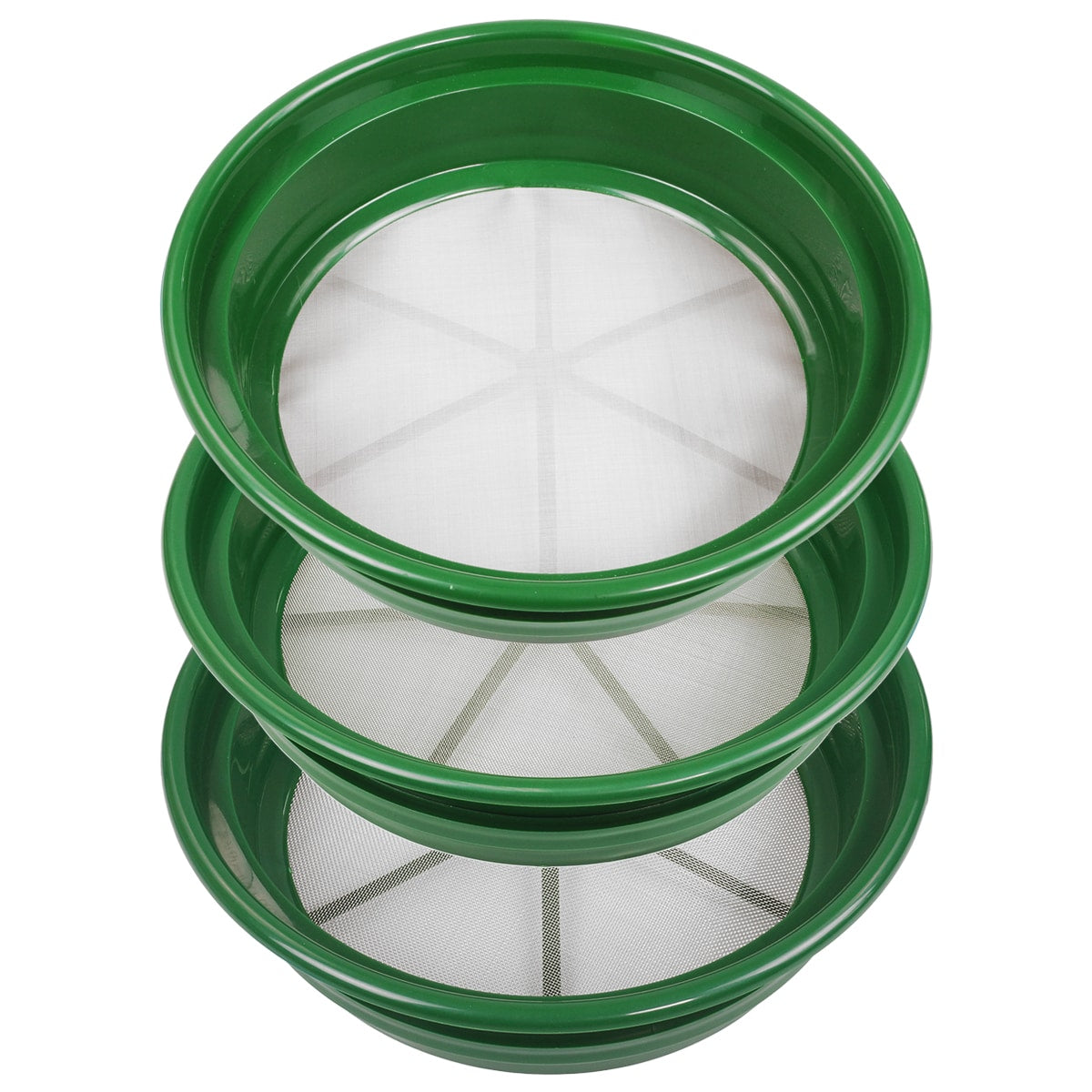 3-Piece Green Plastic Gold Sifting Pan Classifier Set - Stackable Mesh Sizes 1/20 & 1/70 - Perfect for Gold Prospecting, Gem Hunting & Outdoor Adventures