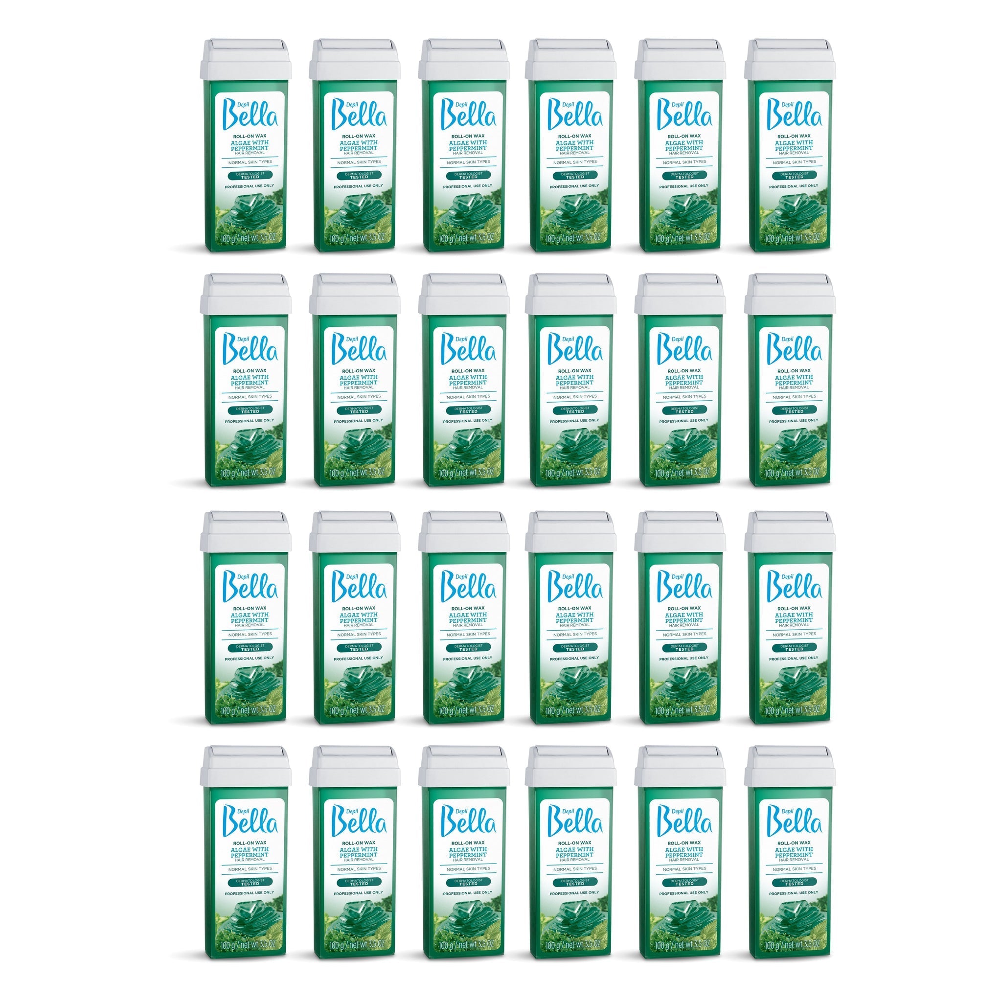 Depil Bella Roll-On Algae & Peppermint Wax Hair Removal Cartridges - 3.52oz (120 Units) - Painless Hair Removal for Legs, Arms, Bikini & Face - At-Home Waxing Kit for Smooth Skin