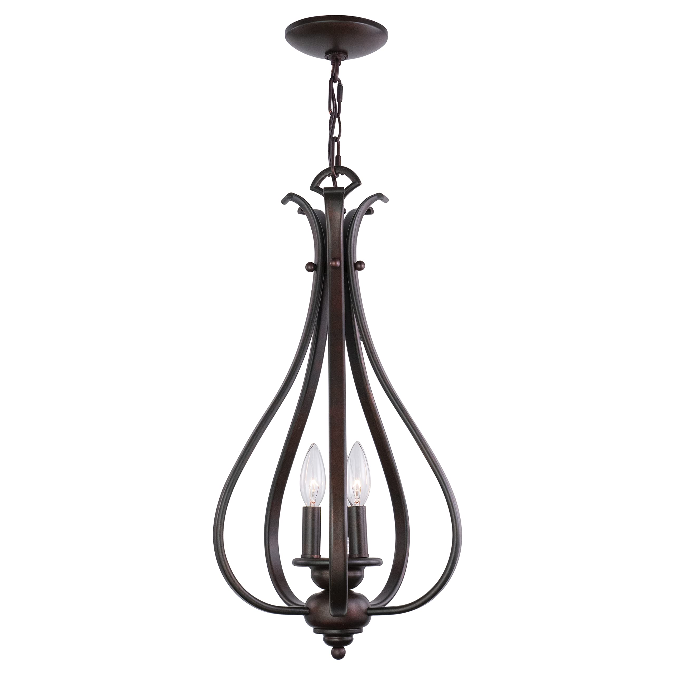 VAXCEL Monrovia 3-Light Bronze Teardrop Chandelier - Elegant Candle-Style Pendant Light for Dining Room, Kitchen Island & Entryway Lighting