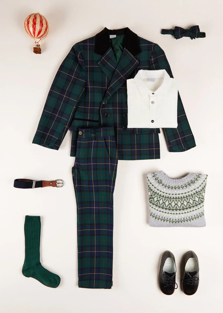 Windsor Tartan Suit for Boys | Classic Plaid Blazer & Pants Set | Formal & School Occasions