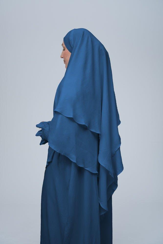 Blue Pristine Prayer Gown for Umrah & Salah - Modest Islamic Prayer Dress for Women, Lightweight & Comfortable for Home Worship or Mosque Prayers