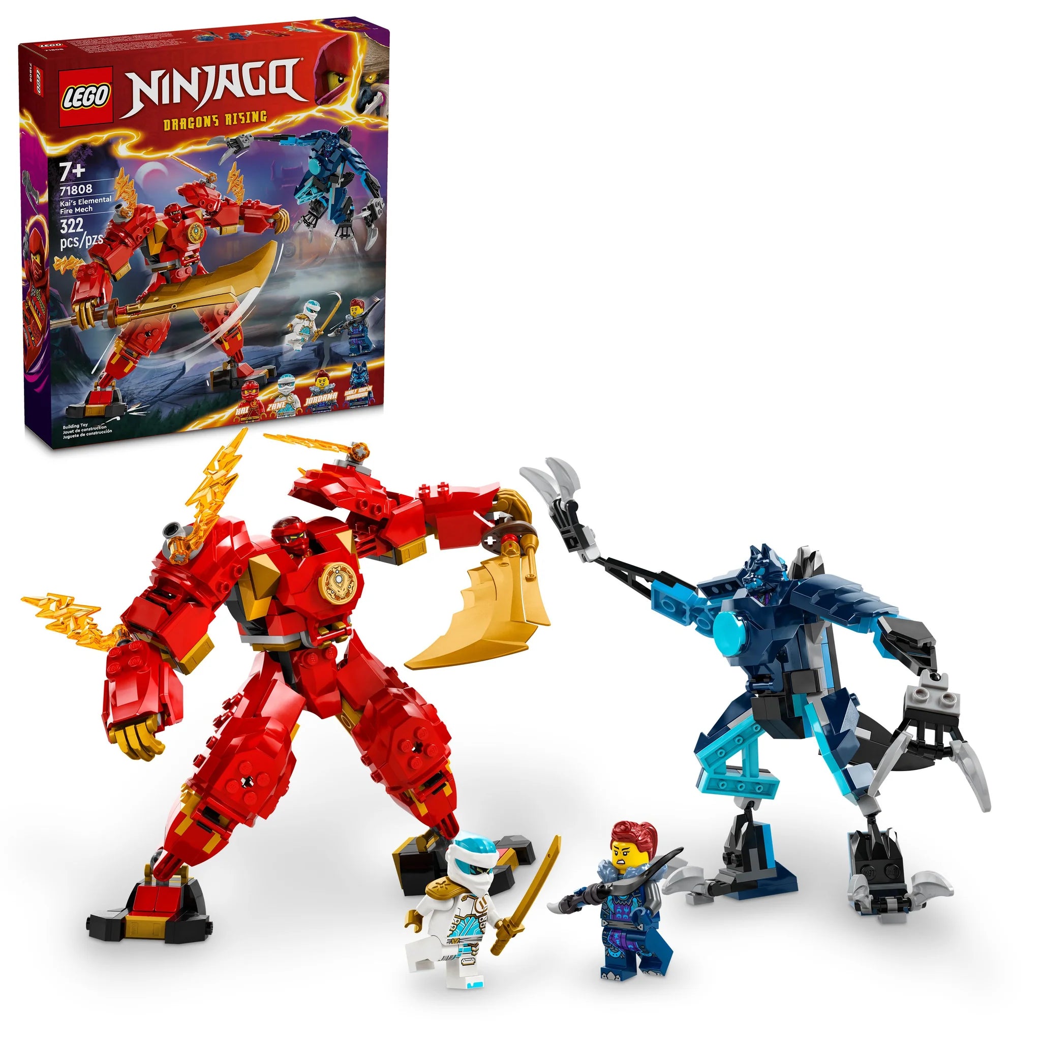 LEGO® NINJAGO® Kai's Elemental Fire Mech Building Set - 158 Pieces Action Figure Toy for Kids Ages 7+ | Perfect for Creative Play, Birthday Gifts & Ninja-Themed Collections