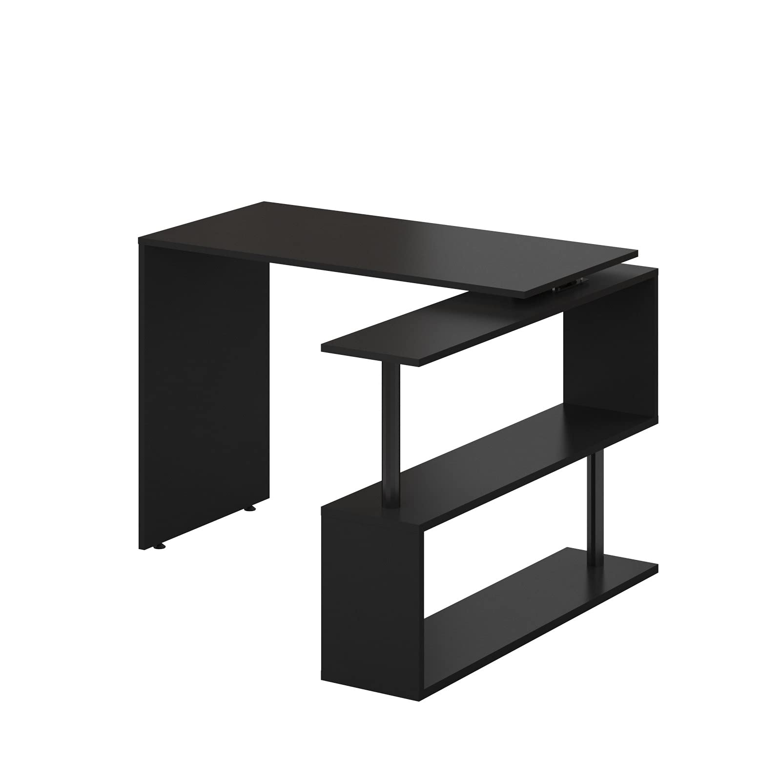 Black L-Shaped Home Office Desk with Storage Shelf - 170CM x 74CM x 50CM Computer Workstation for Small Spaces, Study & Remote Work