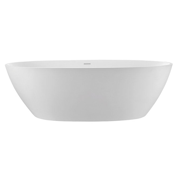 Alissa 61 x 36 Inch Freestanding/Undermount Air Bath Tub with White Gloss Oval Sculpturestone Base - 86 Gallon Capacity, 23.5 Inch Depth - Perfect for Luxury Spa Bathrooms & Relaxing Hydrotherapy at Home