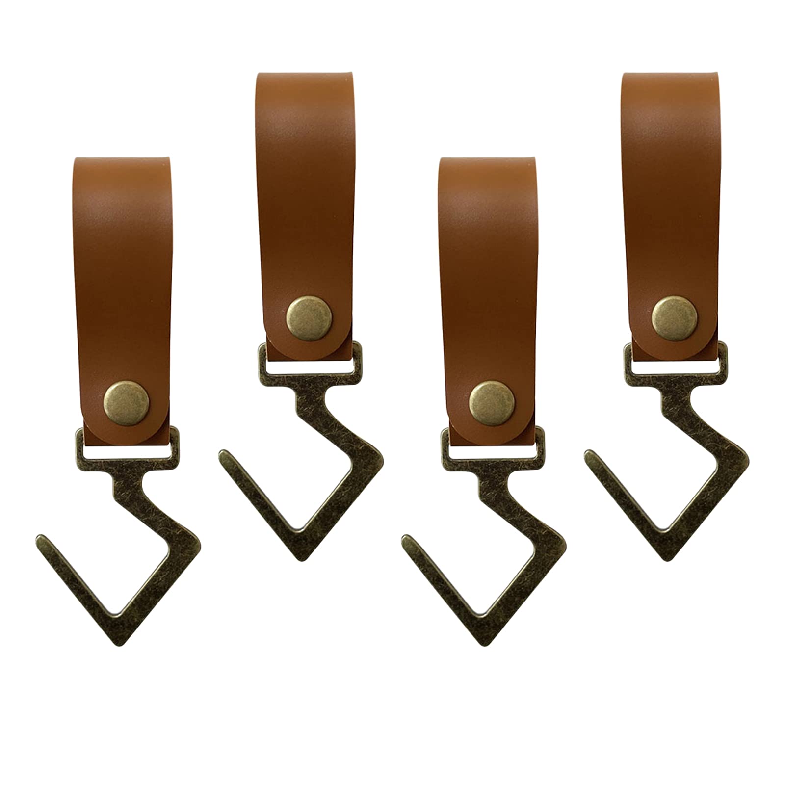 Sturdy PU Leather Strap Cookware Pot Rack Hooks - Heavy Duty Kitchen Organizer for Pots, Pans, Utensils, Plants & Towels | Space Saving Storage Solution for Kitchen, Pantry & Bathroom (Brown)