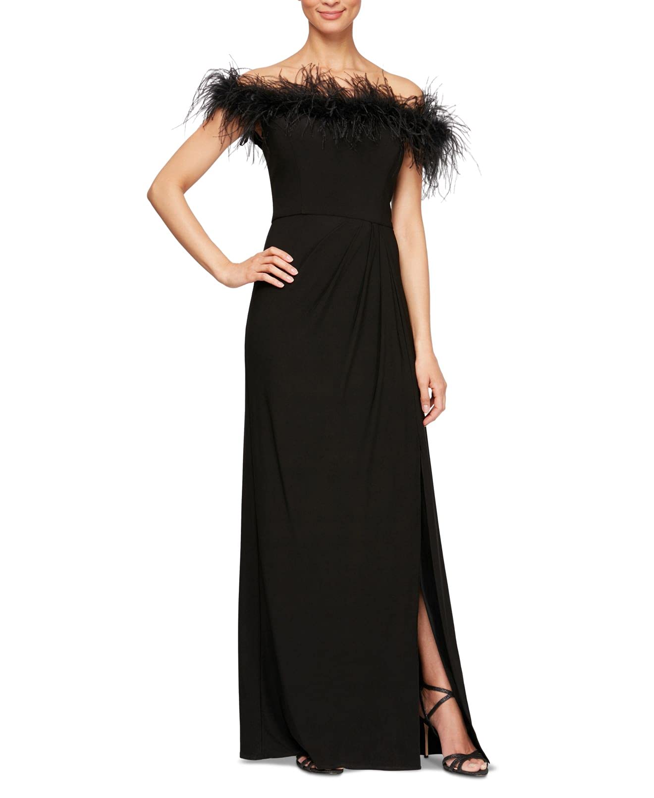 Alex Evenings Women's Long Off The Shoulder Formal Dress for Evening Gala, Wedding Guest & Special Occasions - Elegant Plus Size Cocktail Attire
