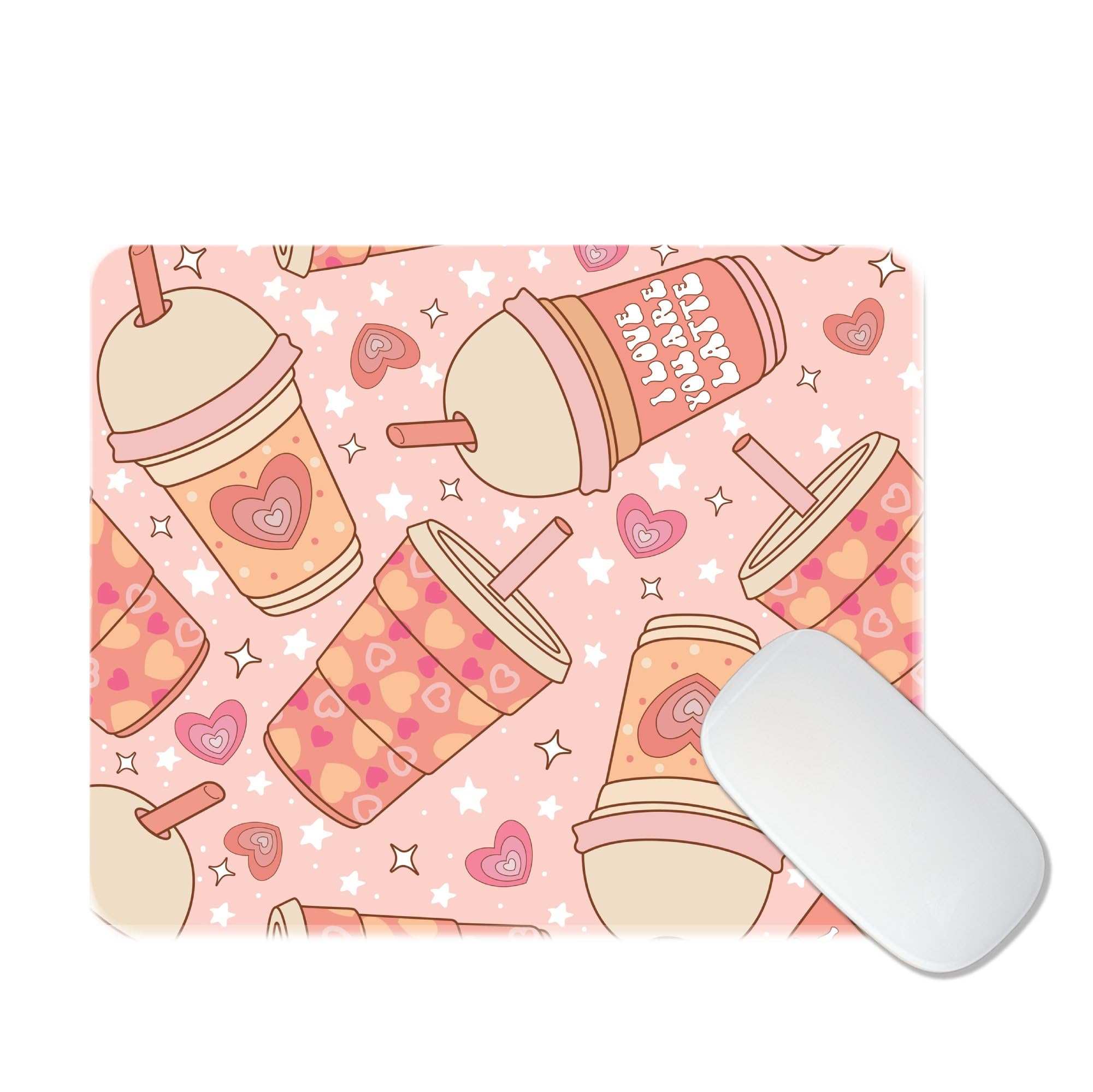 Boho Tribal Pattern Non-Slip Rubber Mouse Pad - Iced Coffee Latte Design for Computer, Laptop & Desktop | Home Office Work Desk Accessory | Perfect for Gaming, Graphic Design & Daily Computing Tasks