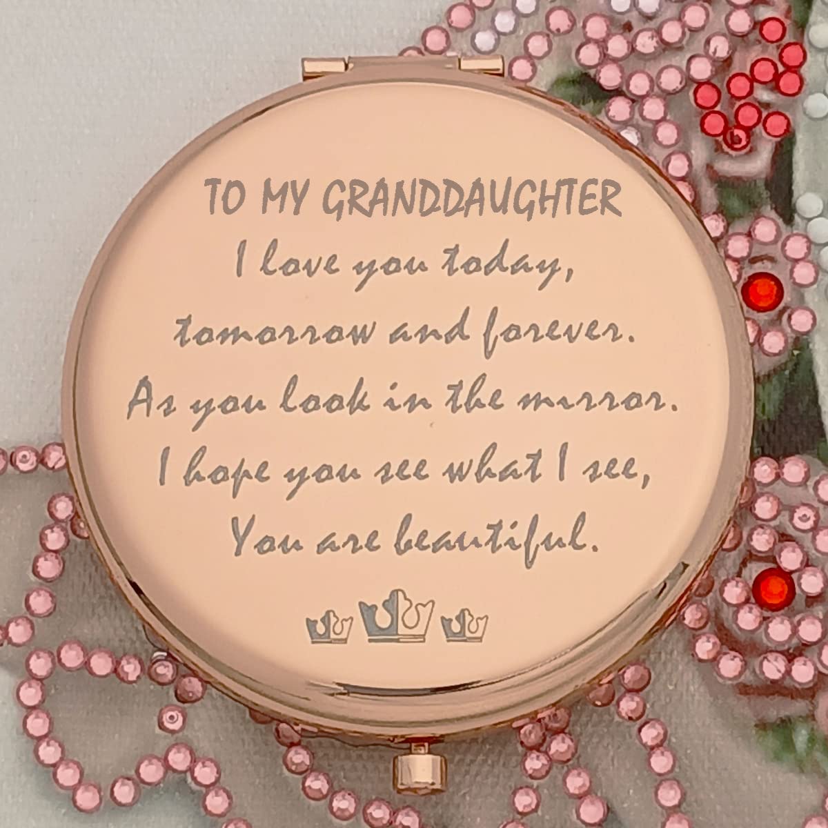 Rose Gold Travel Mirror - Compact Makeup Mirror with Case, Perfect Gift for Women & Girls (Birthday, Valentine's Day, Christmas) - Ideal for Travel, Home & Office Use