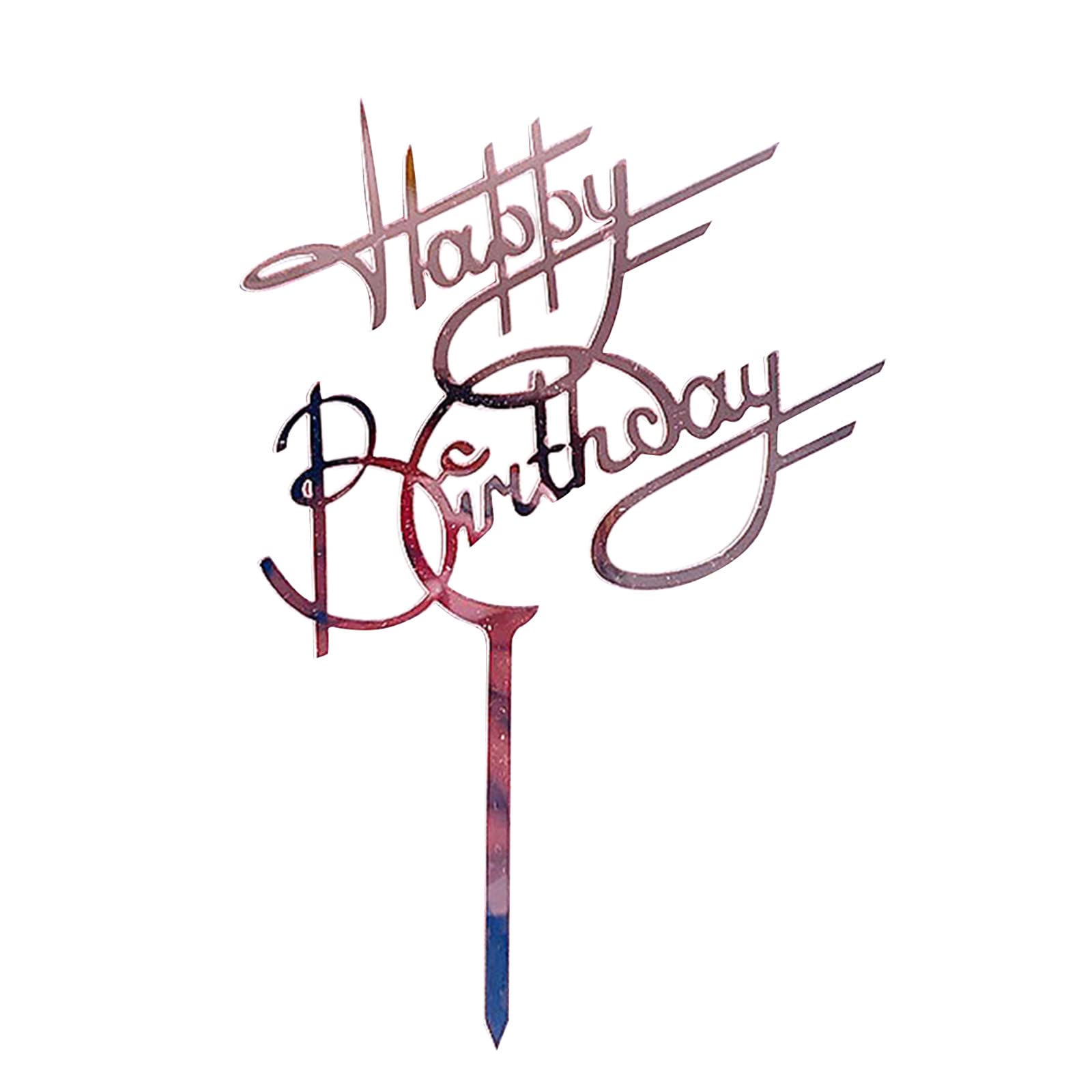 Happy Birthday Cake Topper - Acrylic Cake Banner Decoration for DIY Home Baking, Wedding, Baby Shower & Party Celebrations