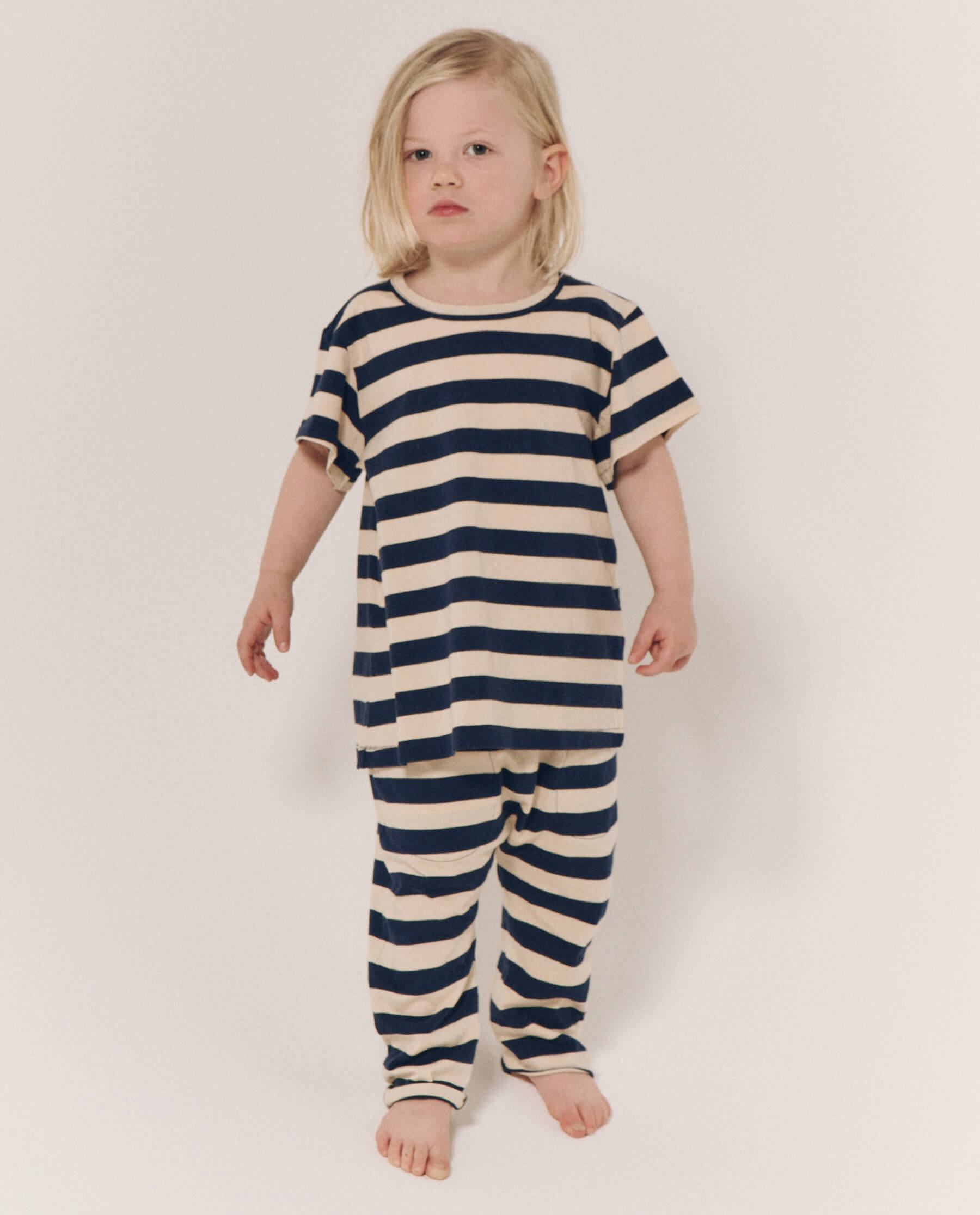 The Little Boxy Crew Novelty Sweater - Navy & Cream Scholar Stripe Design | Cozy Pullover for School, Work & Casual Outings