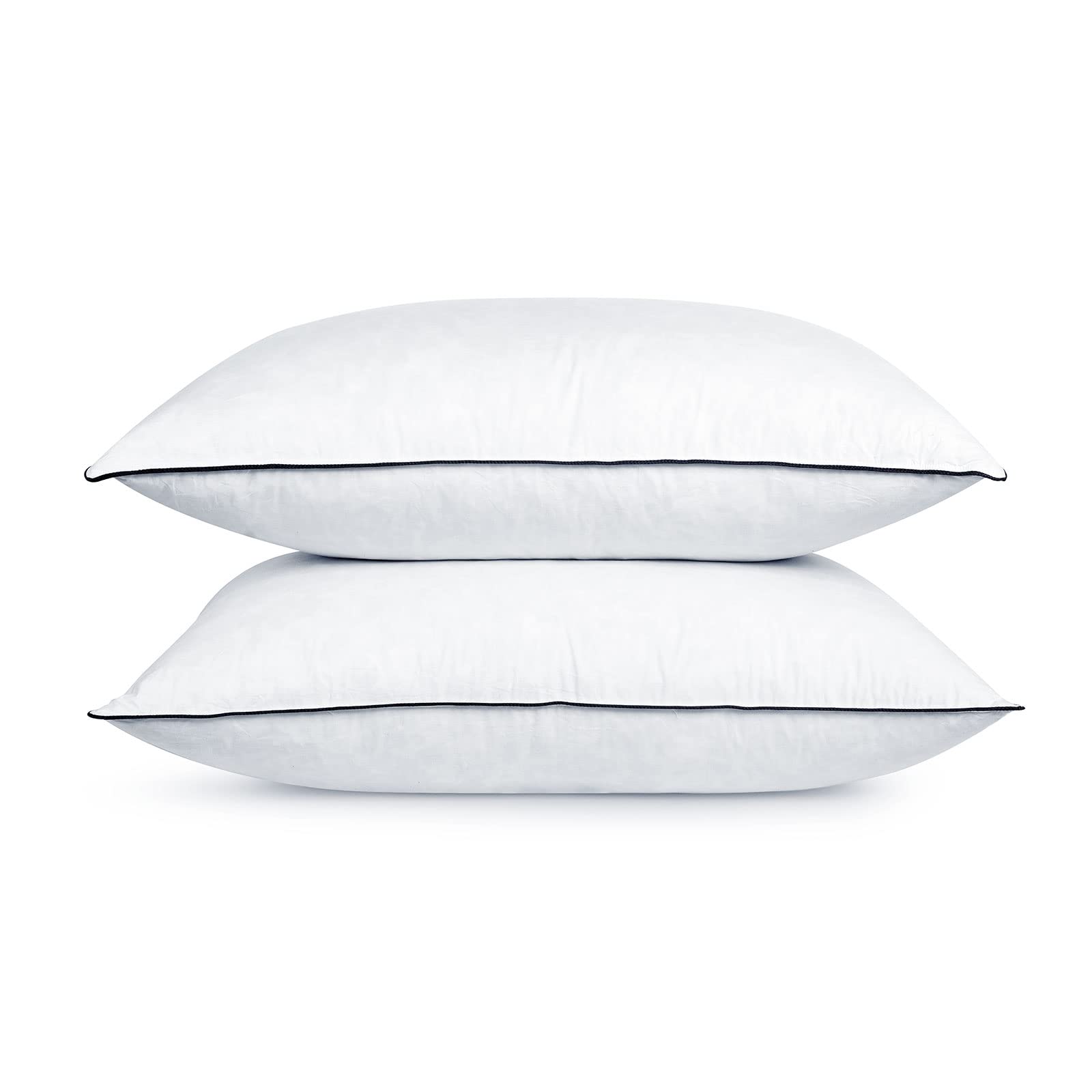 Premium Goose Down Pillows Queen Size Set of 2 - Ultra Soft Hotel Collection with Gusseted Design & Breathable Cotton Cover for Neck Support - Perfect for Side Sleepers, Back Pain Relief & Luxury Bedroom Decor