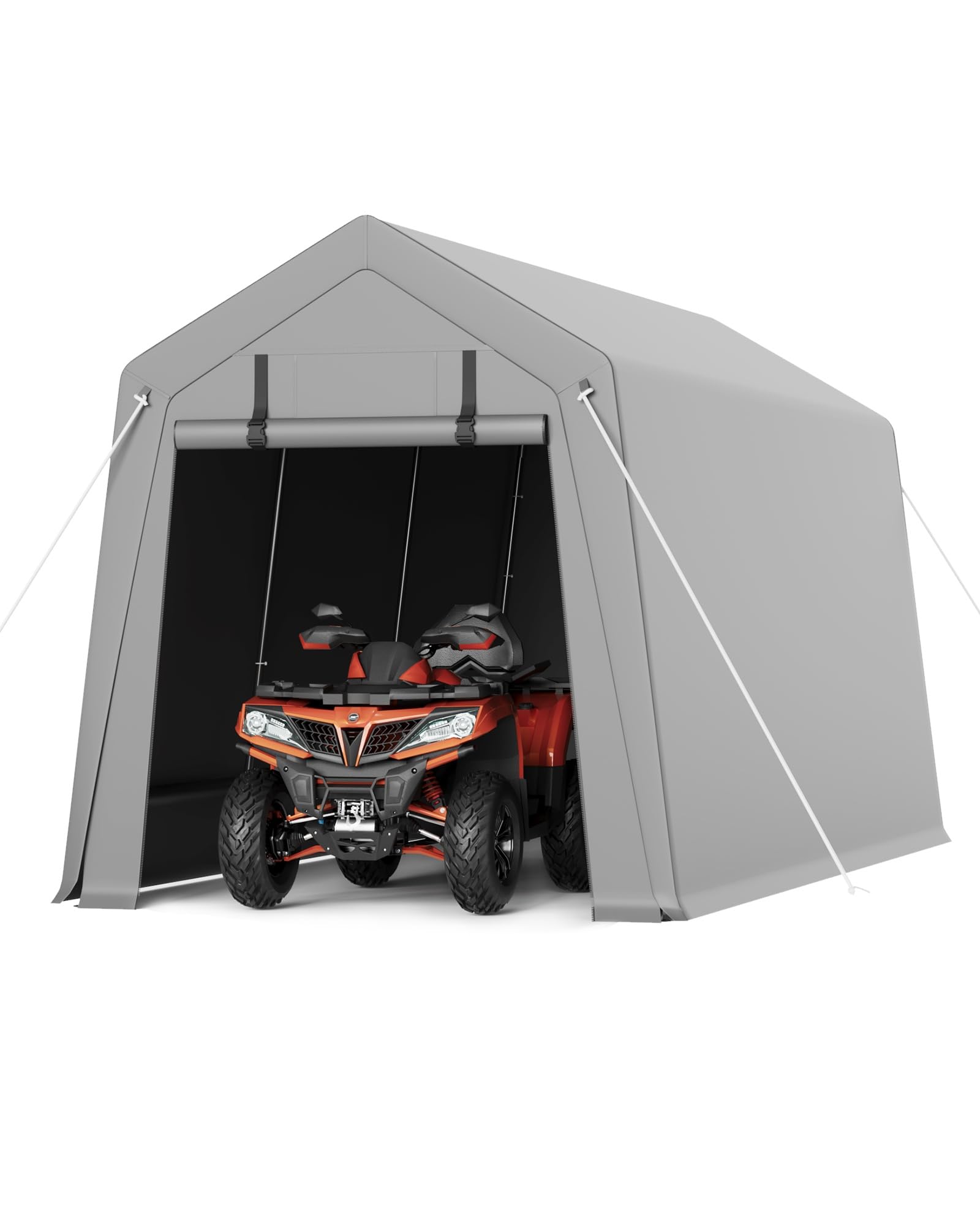 10x15ft Heavy Duty Waterproof Carport Storage Shed with 2 Roll-Up Zipper Doors - Shelter Logic Garage Tent for ATV, Motorcycle, Bike, Garden Tools & Firewood - Perfect for Outdoor Vehicle Protection & Backyard Storage