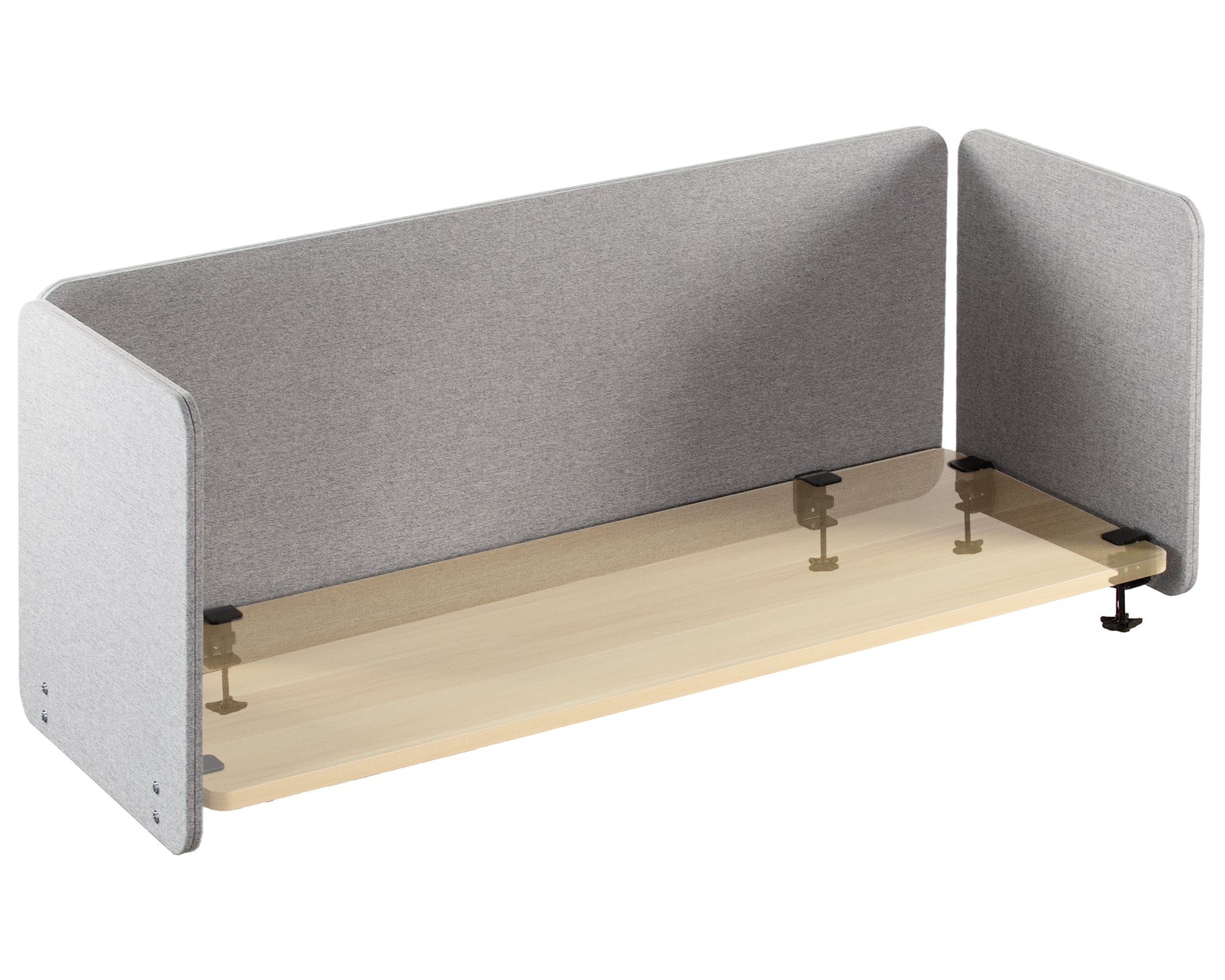 Full Privacy Panel Clamp-On Kit for 60 x 24 Inch Desk - Office Workspace & Home Study Room Partition Screen