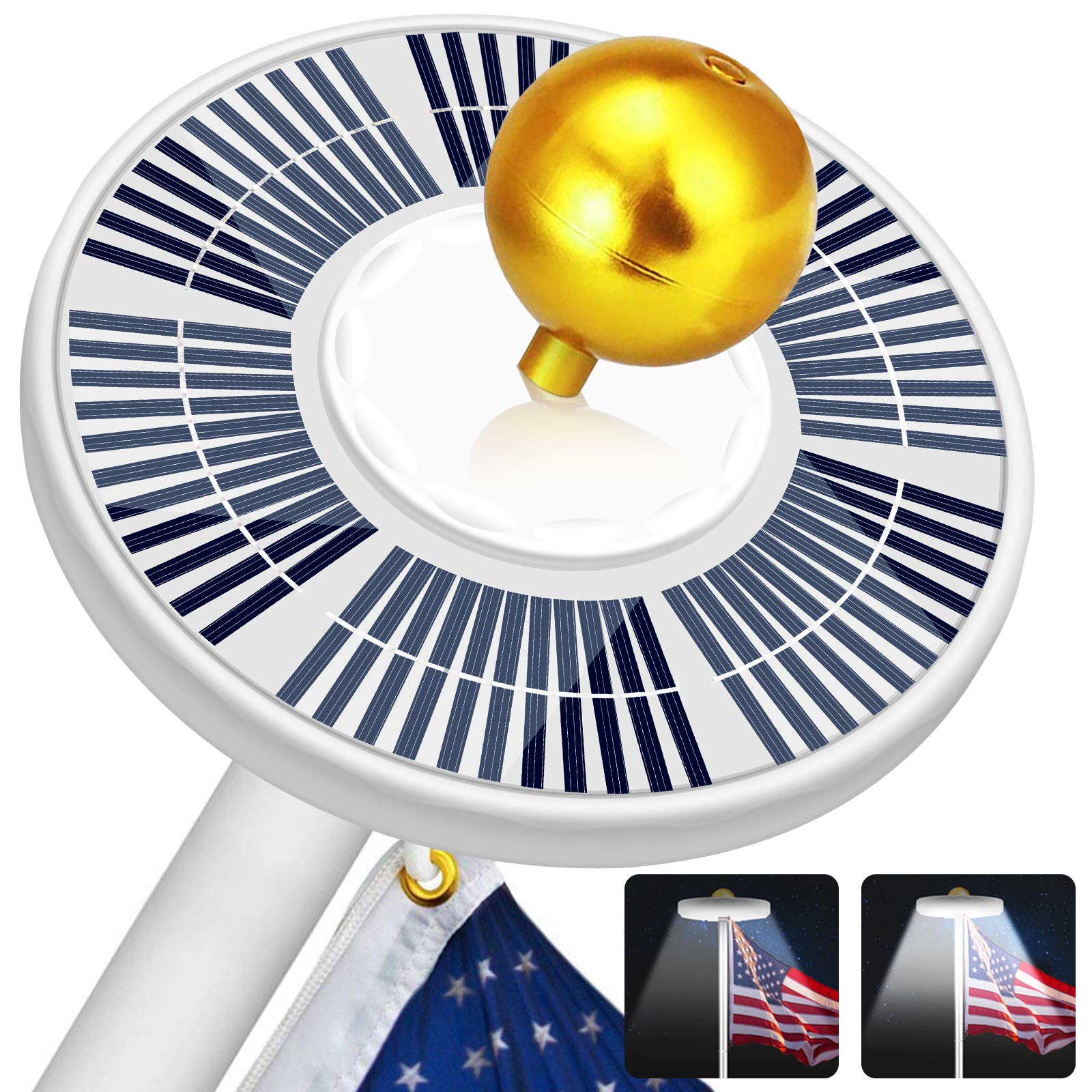 128 LED Solar Flag Pole Light - 640 Lumens Solar Powered Flagpole Light for 15-25ft Flags (100% Coverage) - 2500mAh Battery, 10H Runtime, IP67 Waterproof, Auto On/Off - Perfect for Backyards, Gardens & Patriotic Displays