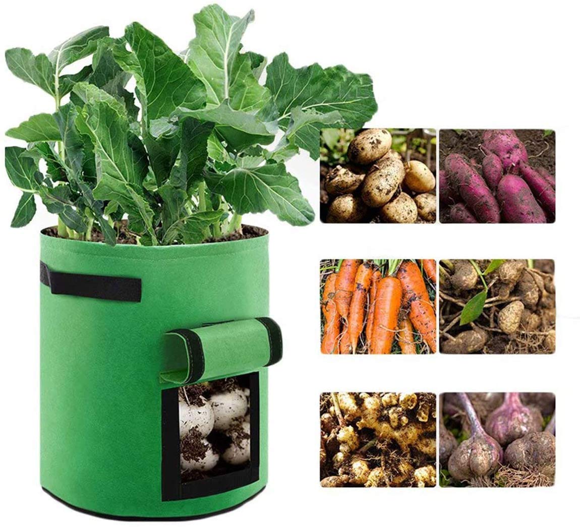 LLXC 2-Pack Potato Grow Bags - Premium Breathable Fabric Planting Pots with Handles & Velcro Window for Vegetables, Sweet Potatoes, Tomatoes - Ideal for Home Gardening, Balcony & Indoor Planting