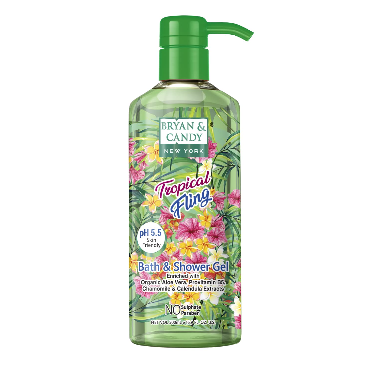 Bryan & Candy Aloe Vera Shower Gel - Gentle Moisturizing Body Wash for Soft, Supple Skin - Tropical Fling Scent - 16.9 fl oz - Perfect for Daily Hydration & Relaxing Bath Time