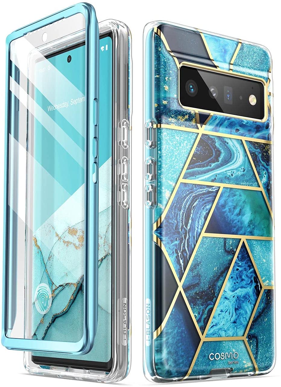 Google Pixel 6 Pro Marble Case - Shockproof Protective Phone Cover with Built-in Screen Protector | Slim Fit, Anti-Scratch & Anti-Fingerprint Design | Perfect for Work, Travel & Everyday Use