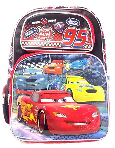 95-Piece Radiator Springs Cars 16-Inch Large Backpack for Kids - Lightweight School Backpack for Boys & Girls - Perfect for School, Travel, and Disney Pixar Fans
