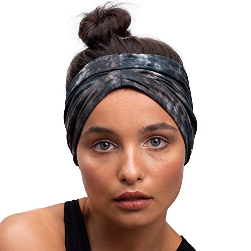 BLOM Original Tie-Dyed Headbands - Soft Eco-Friendly Fabric for Fashion & Workouts | Wear as Wide Turban or Multiple Styles | Handmade in Bali with Traditional Dyeing Techniques (Stormy) | Perfect for Yoga, Running, Beach & Boho Fashion