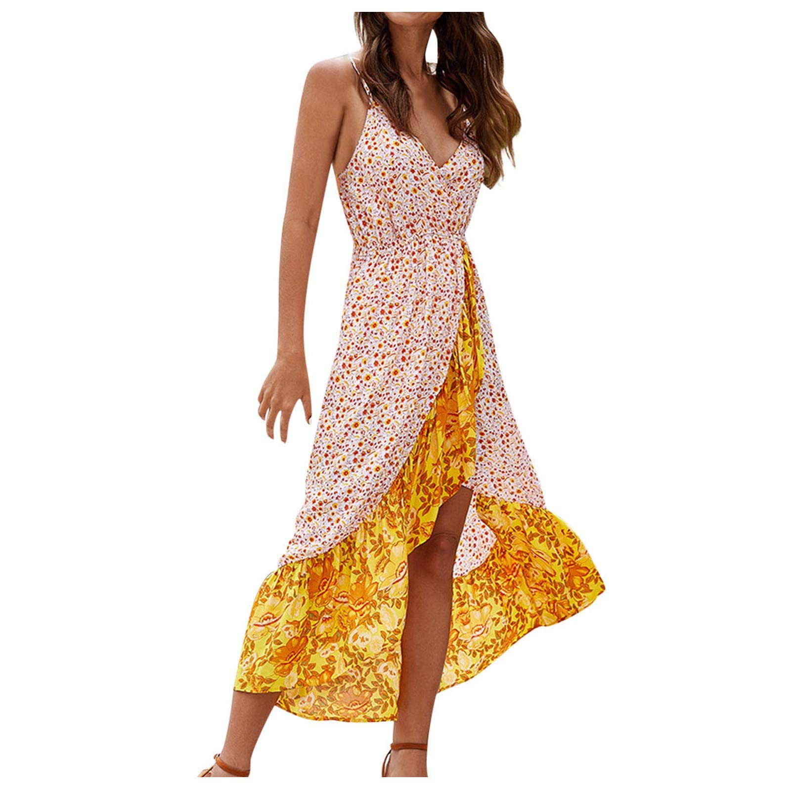 Sexy Sling Dress - Fashion Bohemian Beach Summer Dress for Women with Irregular Split Design | Perfect for Holidays, Vacations & Beach Parties