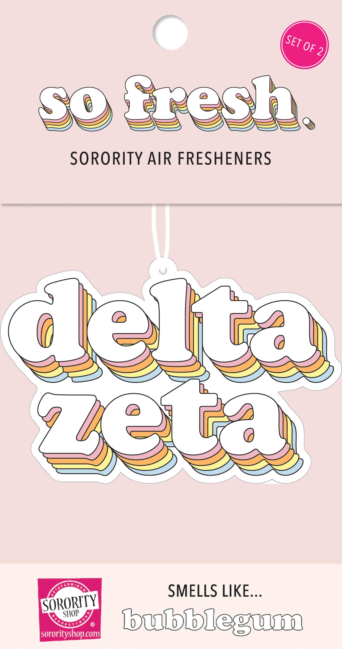 Delta Zeta Sorority Retro Air Freshener - Bubblegum Scented Car & Dorm Accessory - Perfect Sorority Gift for DZ Sisters - Use in Cars, Dorms, Lockers & Greek Life Events