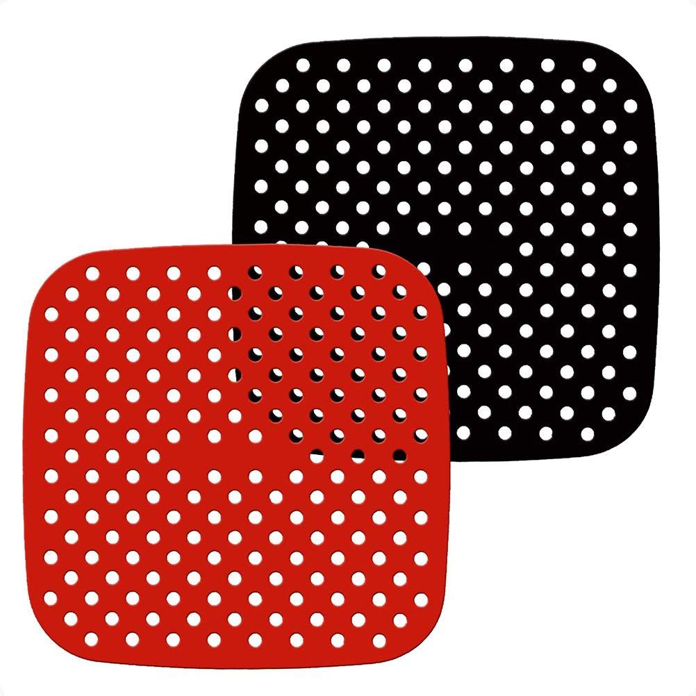 2-Pack Non-Stick Silicone Air Fryer Liners - 8.5 Inch Square Reusable Basket Mats for Air Fryers - Perfect for Cooking, Baking & Meal Prep - Fits Most Air Fryer Models