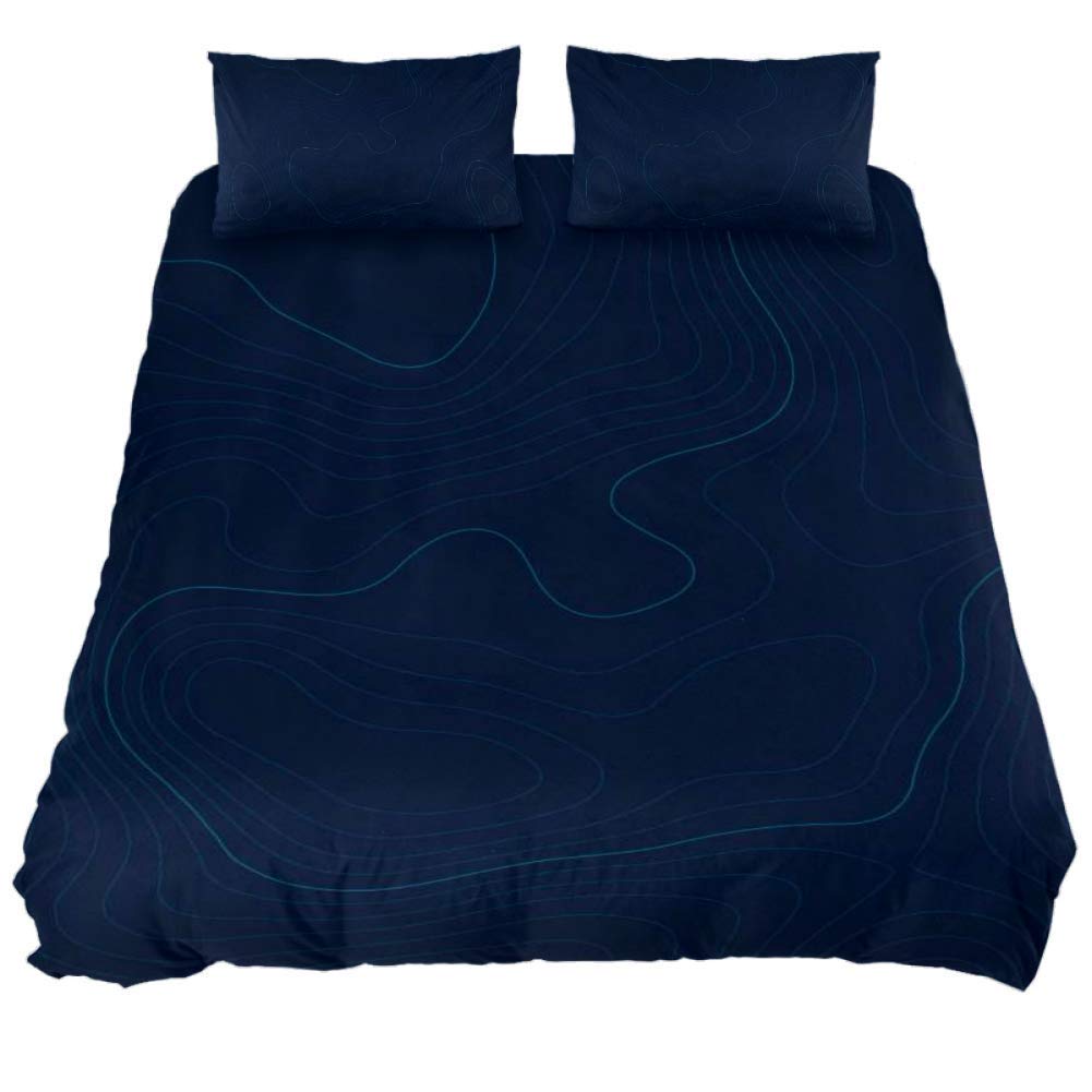 3-Piece Bedding Set - Soft Breathable Duvet Cover & Pillowcases, Queen/King/Twin/Full Size, Modern Topographic Lines Design on Dark Background - Perfect for Cozy Bedrooms, Guest Rooms & Dorm Decor