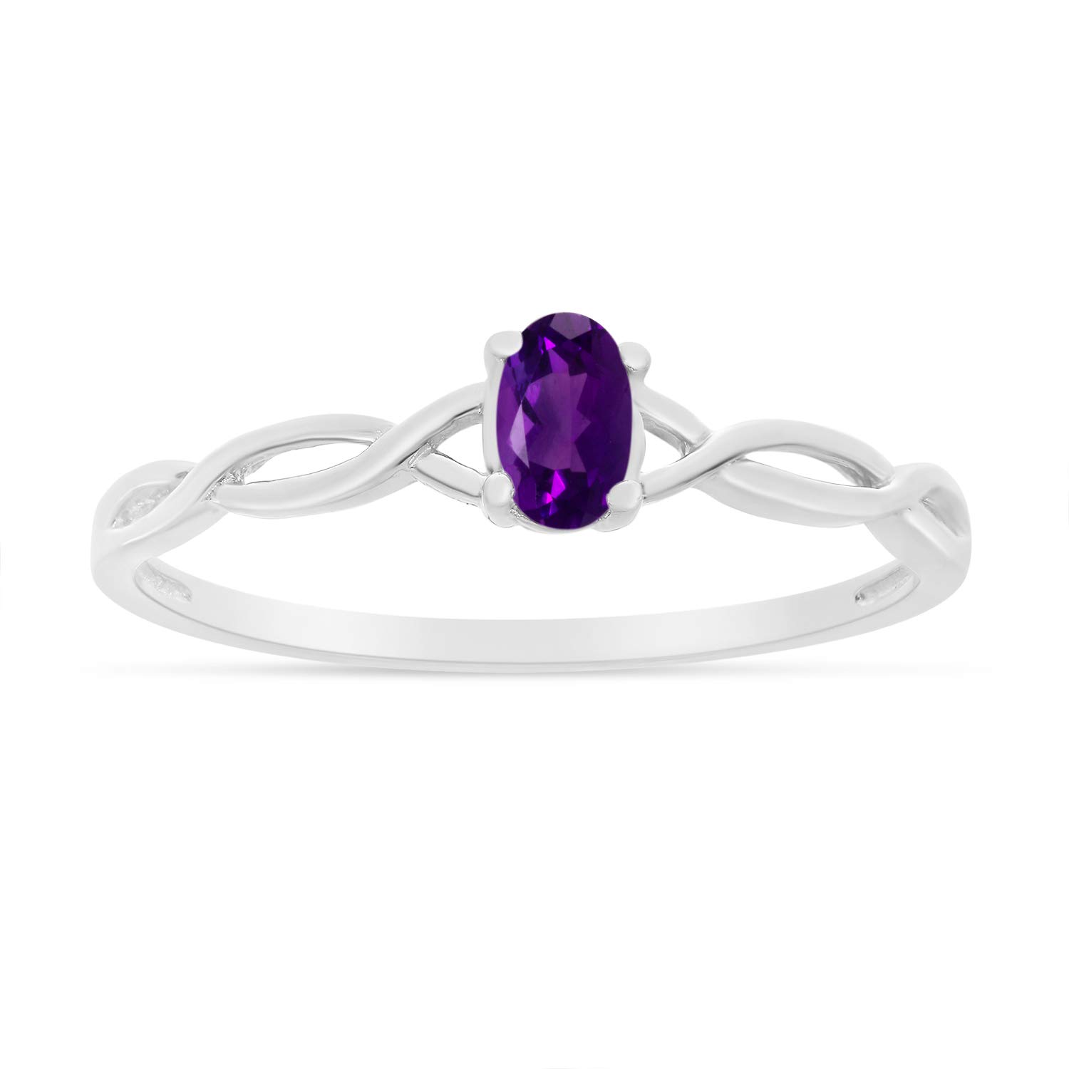 14K White Gold Genuine Birthstone Solitaire Oval Engagement Ring for Women - Elegant Wedding Band, Anniversary Gift & Promise Ring for Her | Perfect for Proposals, Bridal Jewelry & Special Occasions
