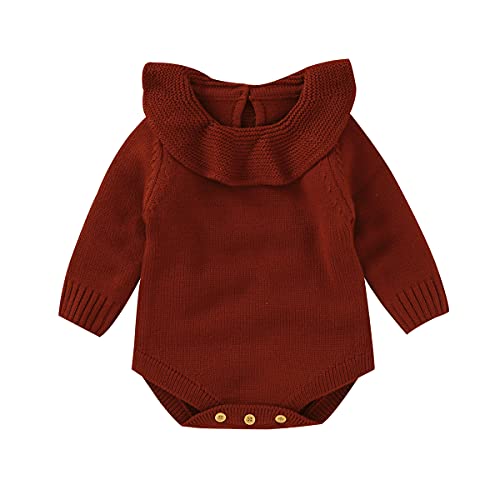 Verve Jelly Baby Newborn Knitted Sweater Romper - Long Sleeve Baby Girl Clothes Outfit Jumpsuit for Autumn & Winter - Soft & Cozy Infant Wear for Photoshoots, Holidays & Daily Outings